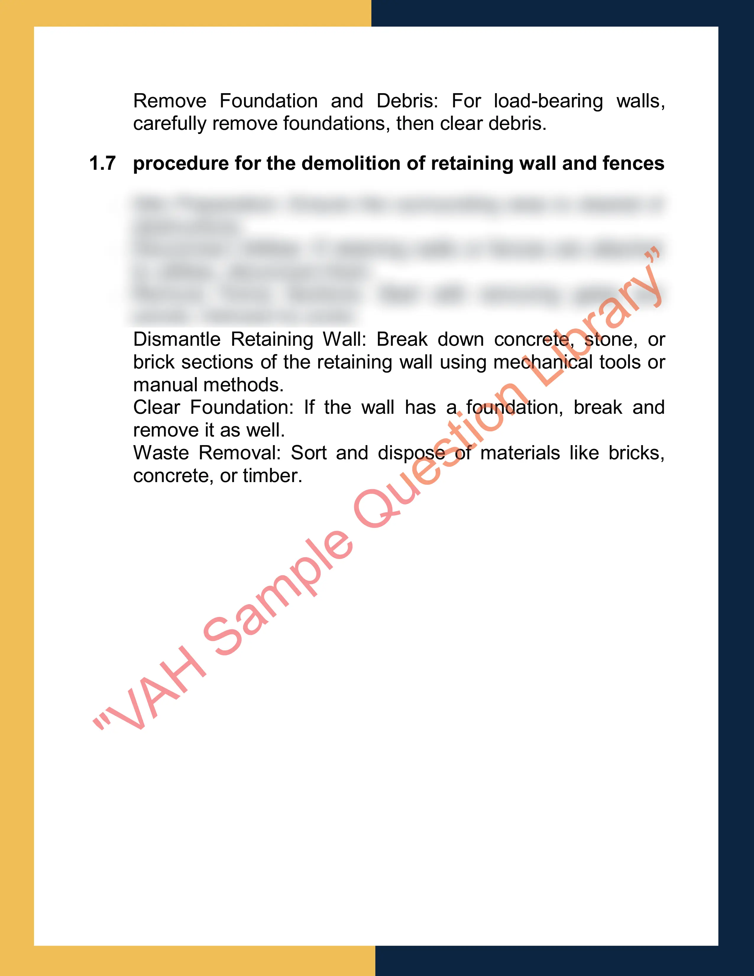 Sample Solution for CPCCCA3001 - Carry out general demolition of minor building Structures 4