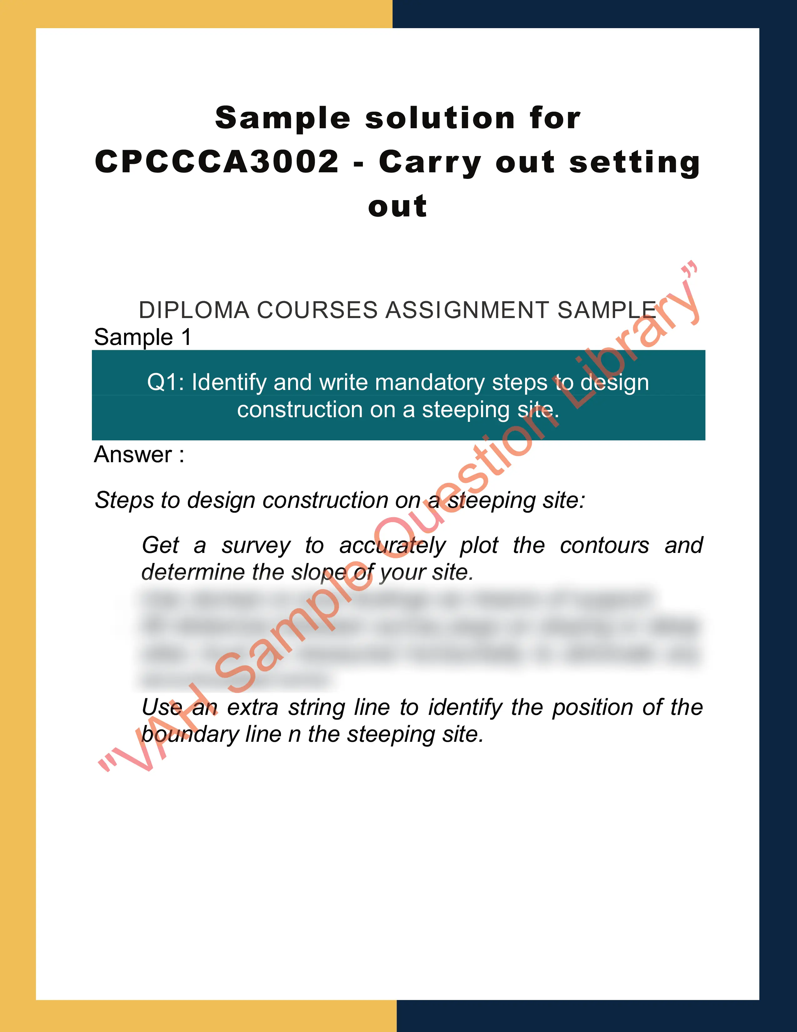 Sample solution for CPCCCA3002 - Carry out setting out 0