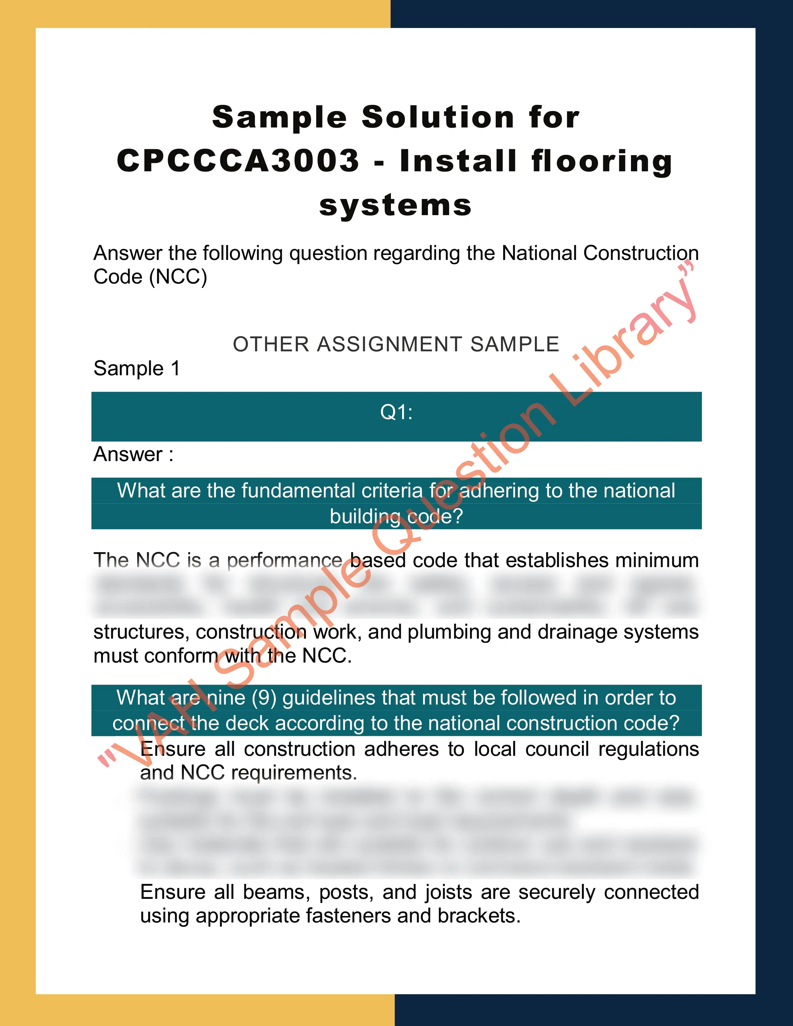 Sample Solution for CPCCCA3003 - Install flooring systems 0
