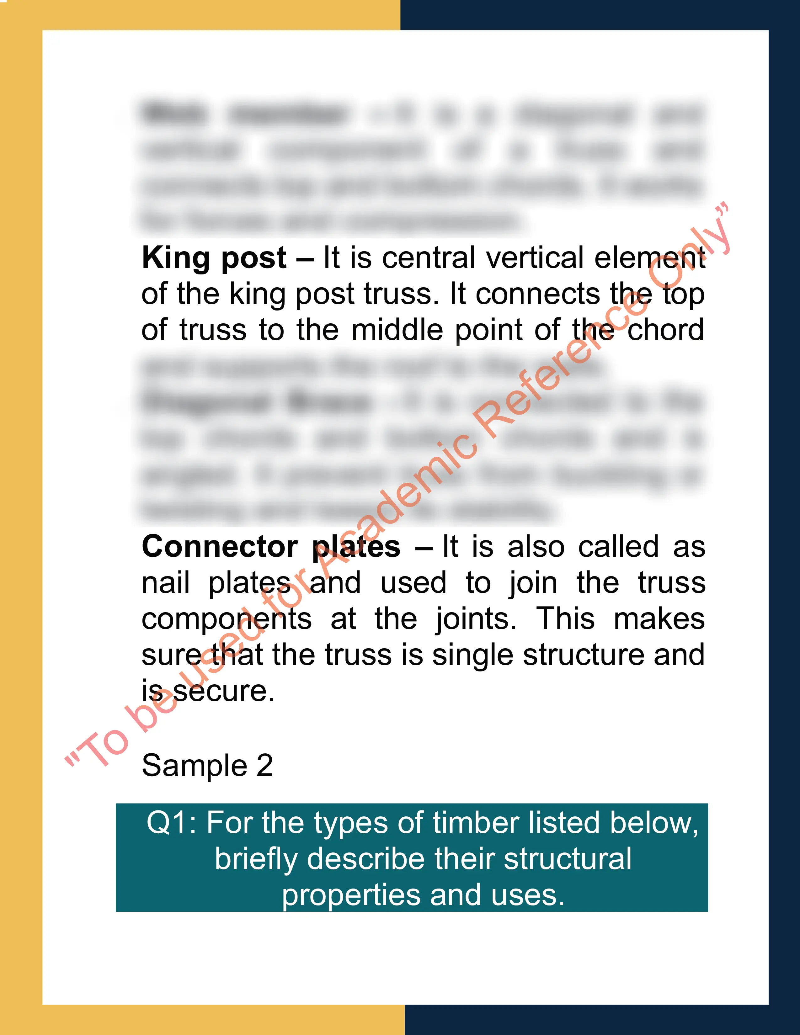 Sample Solution for CPCCCA3006 - ERECT ROOF TRUSSES 1