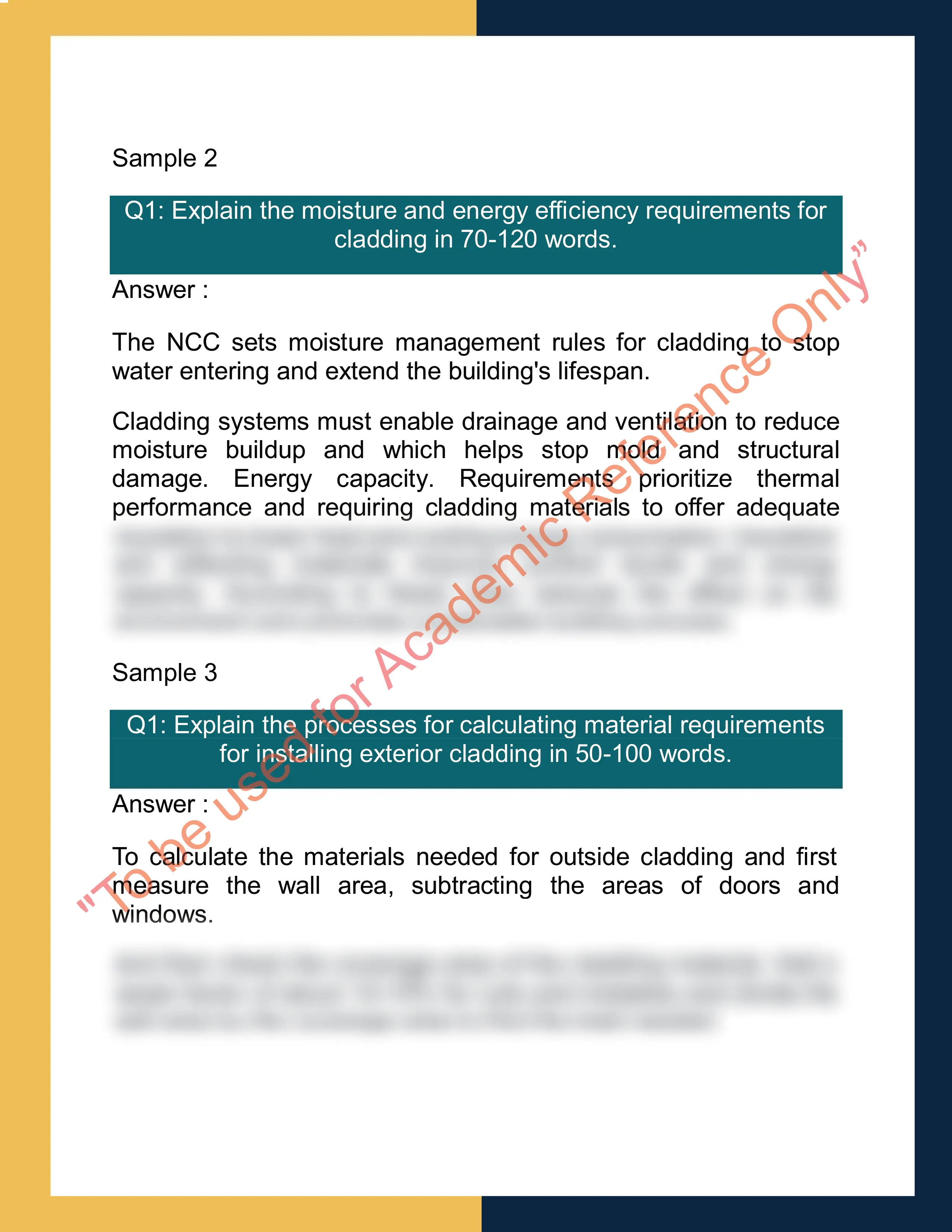 Sample Solution for CPCCCA3017 - Install Exterior Cladding 1