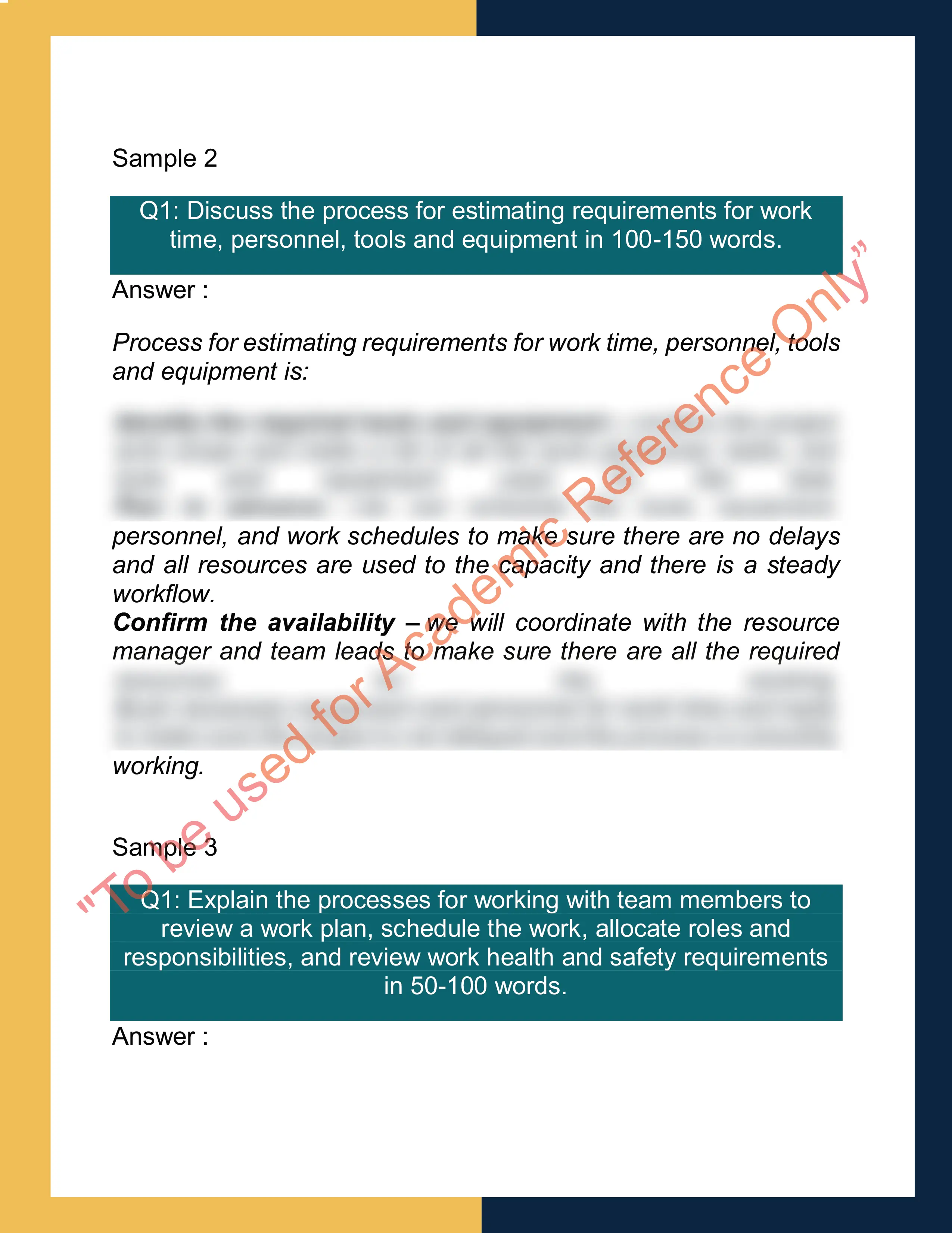 Sample Solution for CPCCOM1013 - Plan and Organise Work. 1