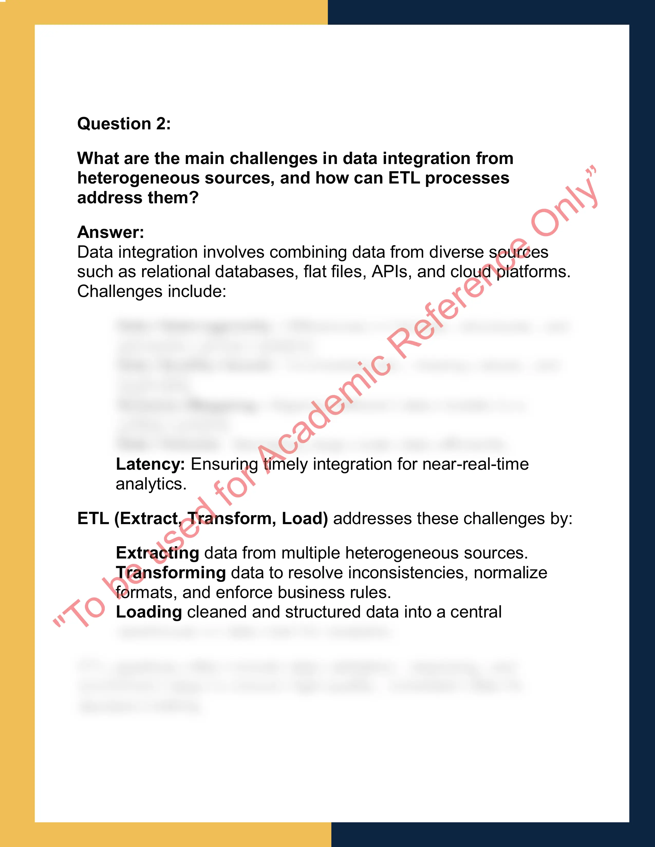 CS1S – Data Integration and Warehousing 1