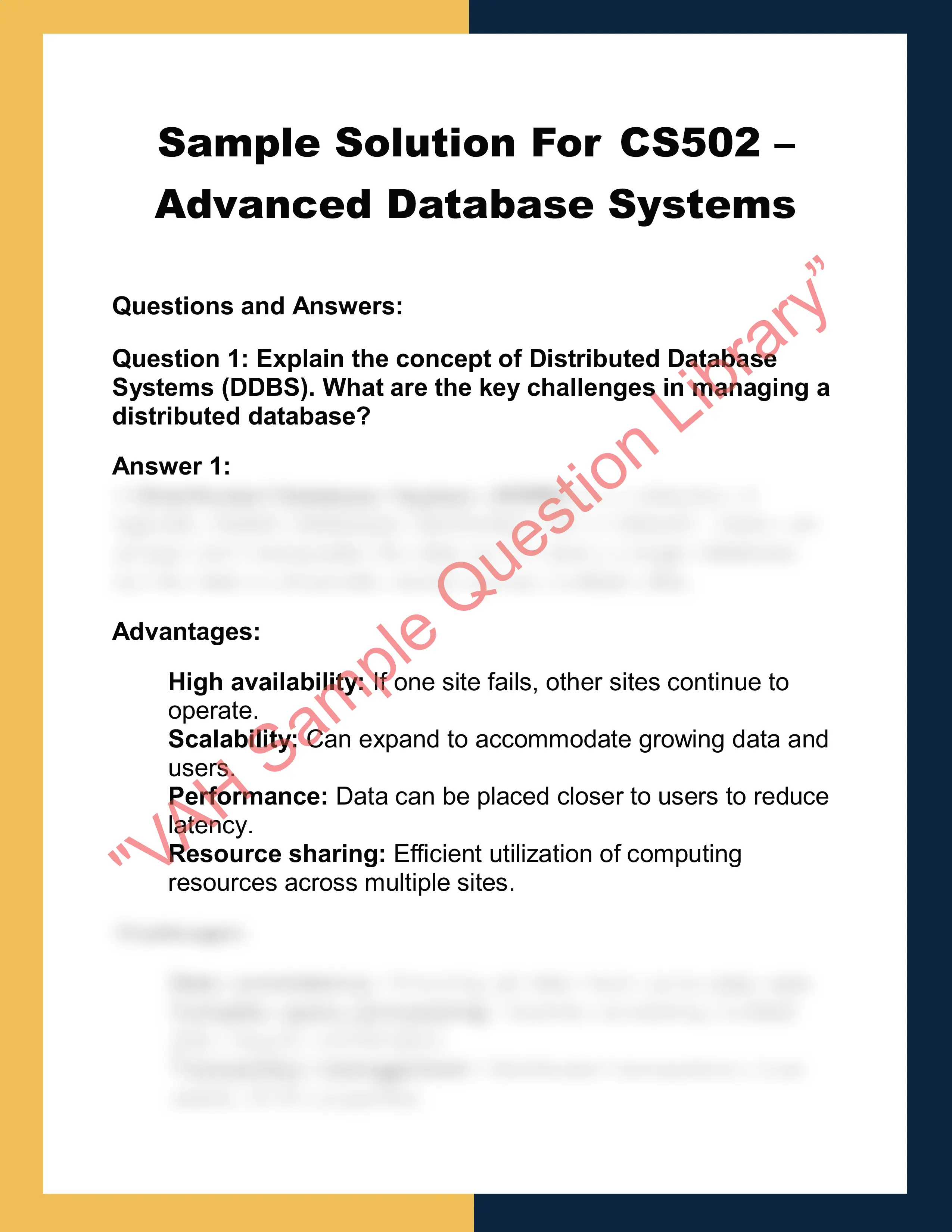 CS502 – Advanced Database Systems 0