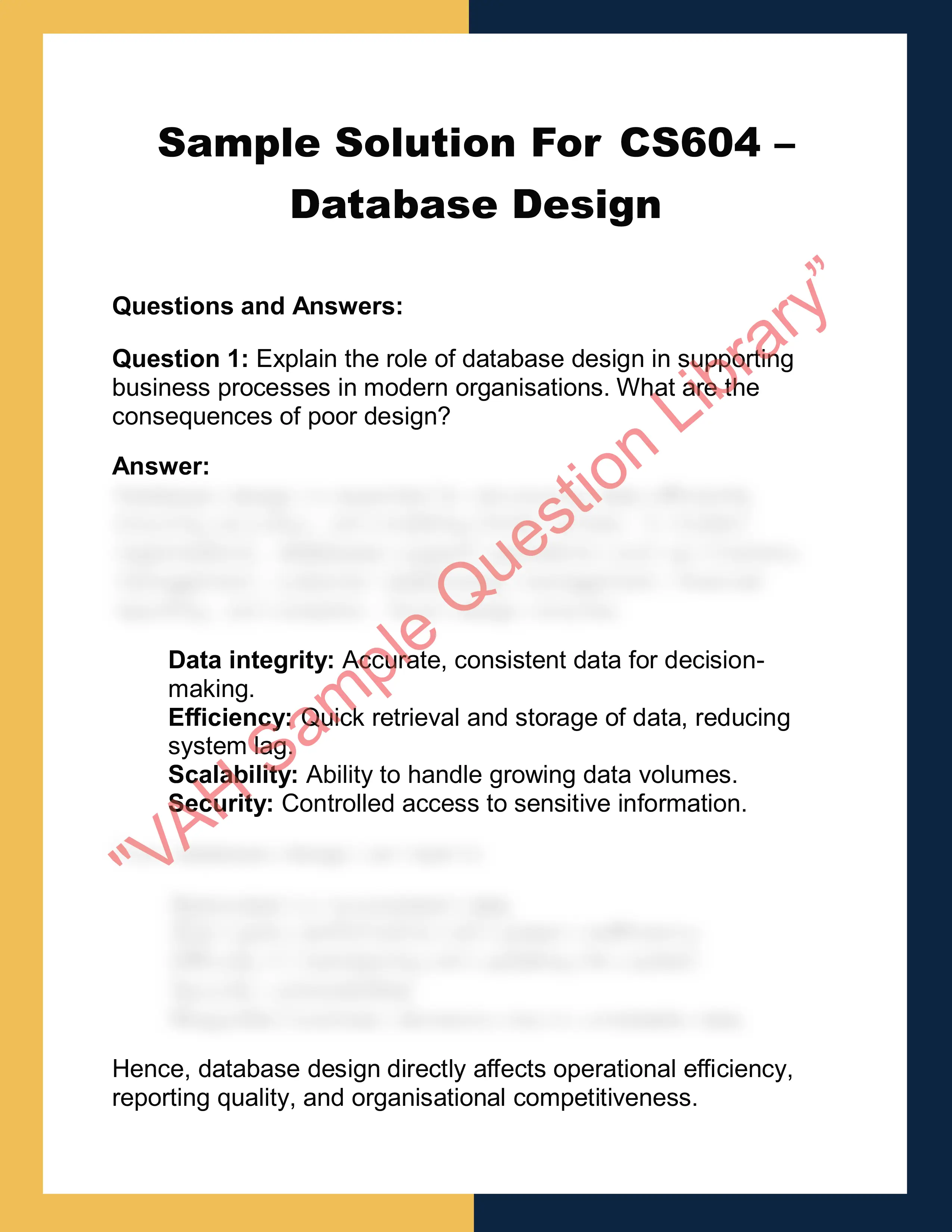CS604 –  Database Design 0