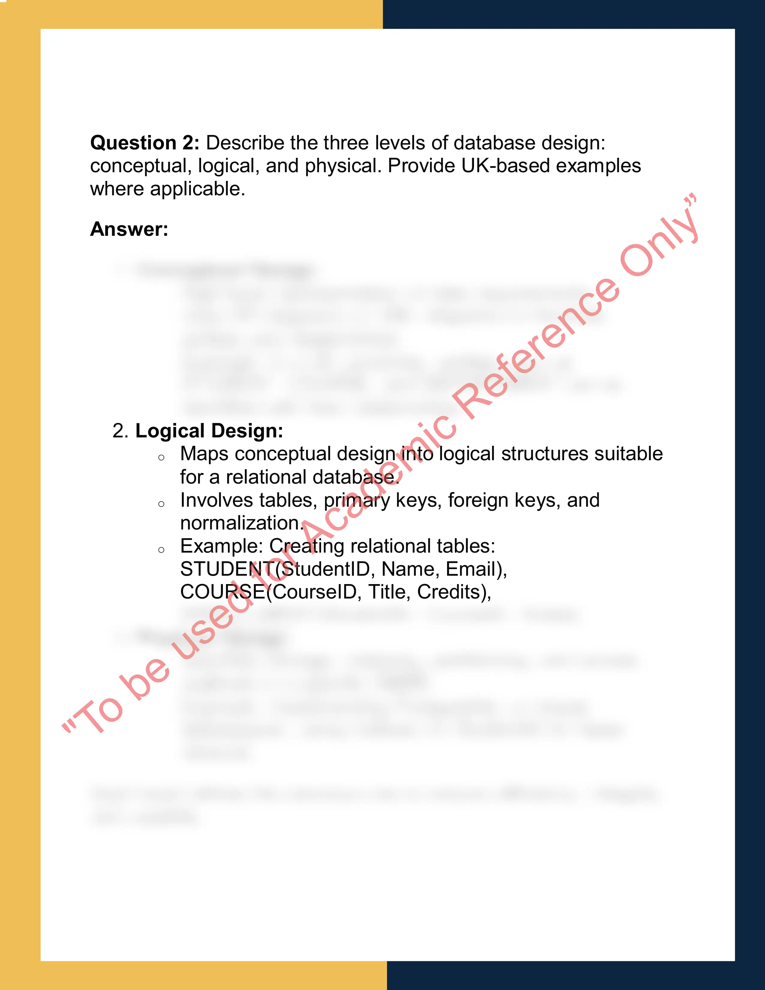 CS604 –  Database Design 1
