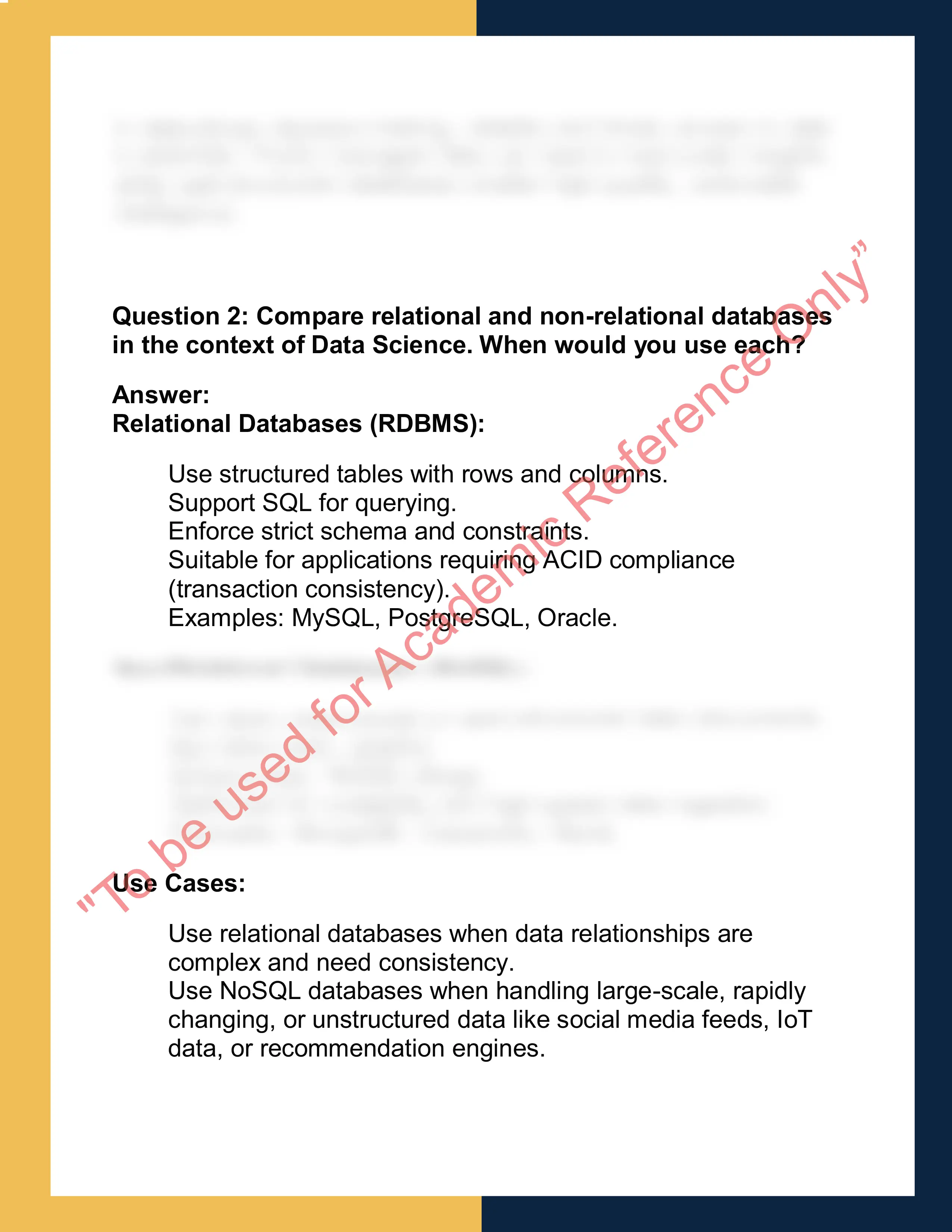 CSD – Database Systems for Data  Science 1