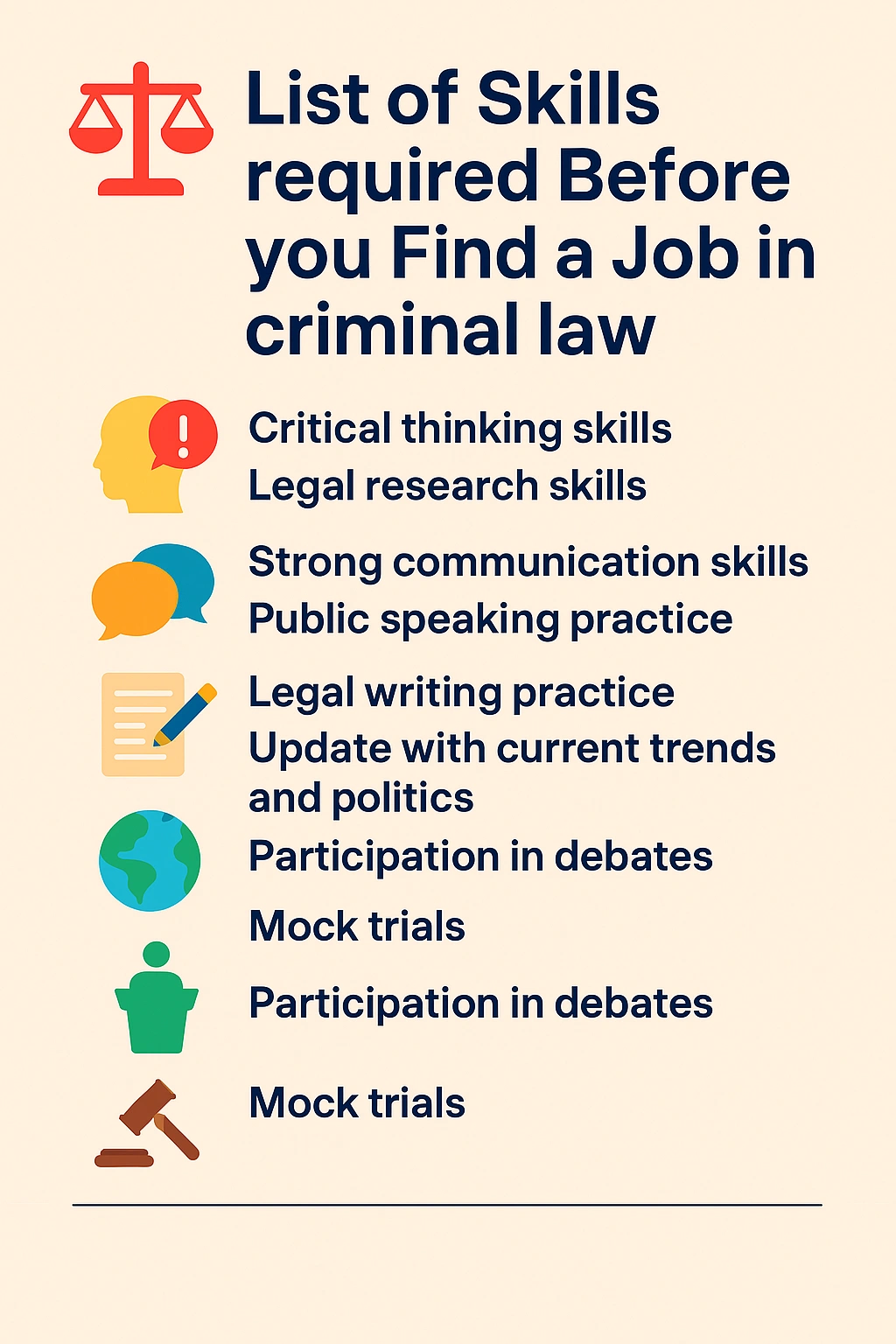 List of Skills required before you find a job in criminal law