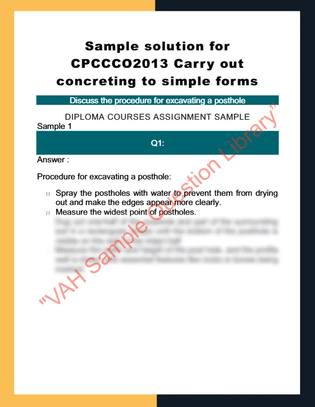 Sample solution for CPCCCO2013 Carry out concreting to simple forms 0