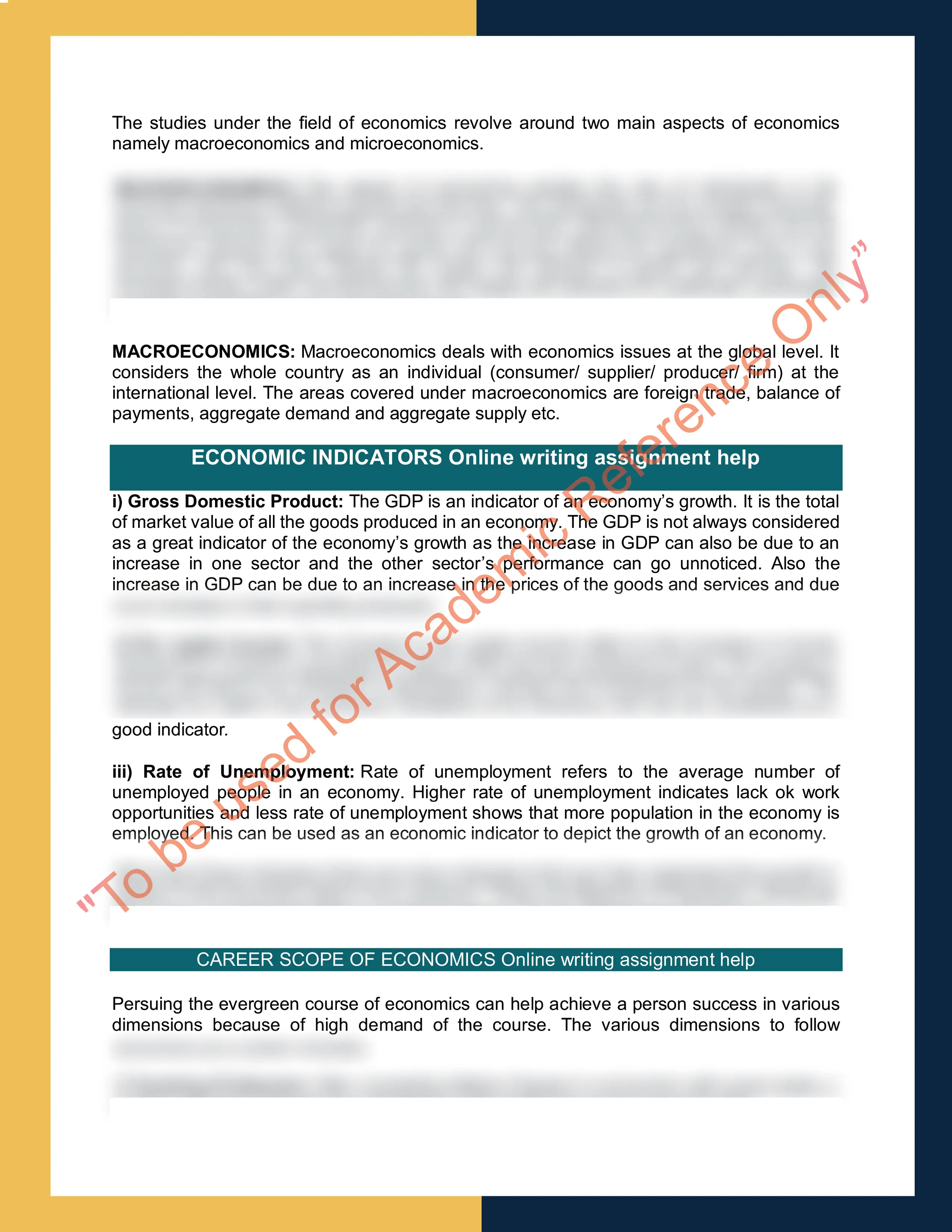 Assignment question answer sample of Course - ECONOMICS Online writing assignment help 1