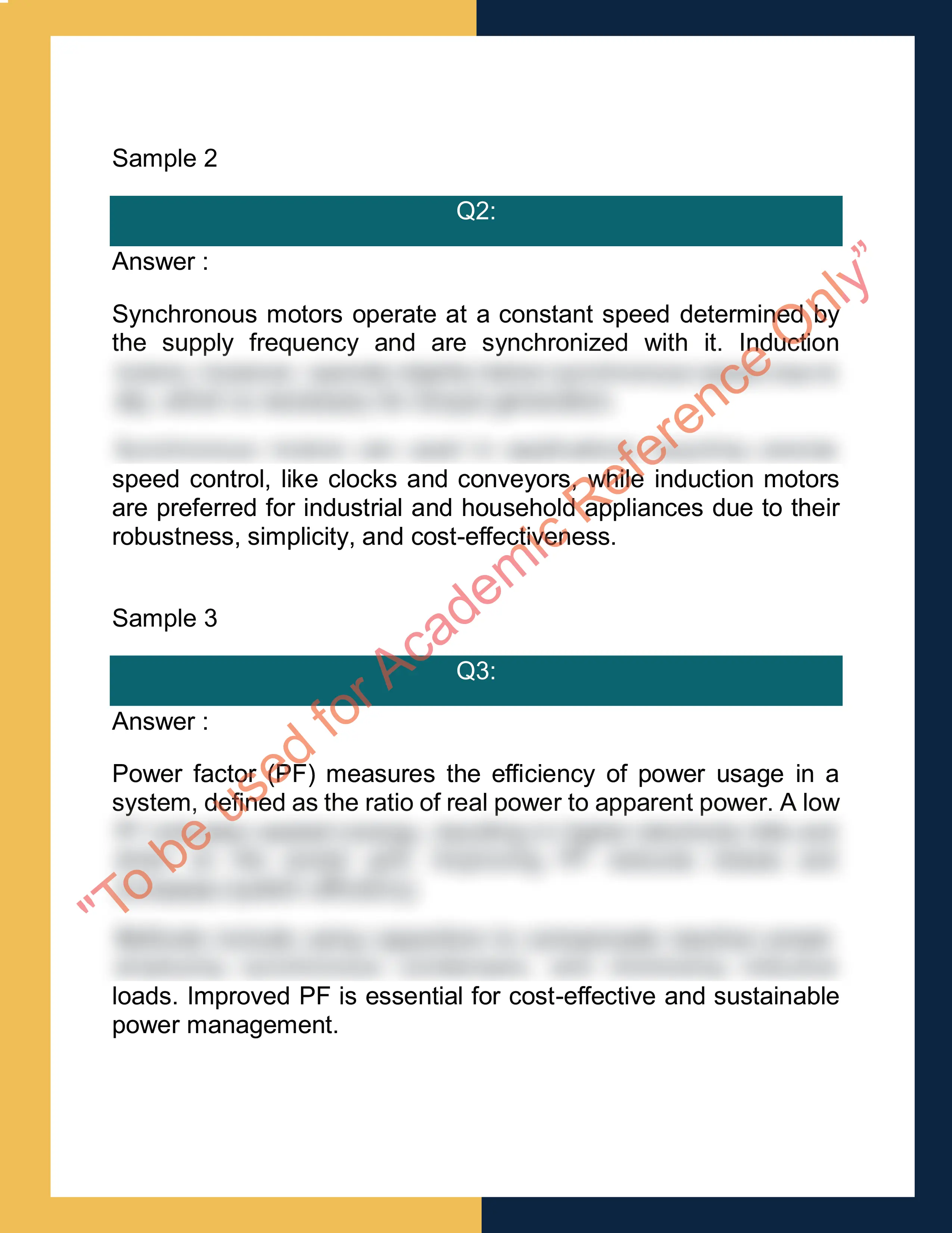 Assignment sample solution of EE2025 - Electrical Machines 1