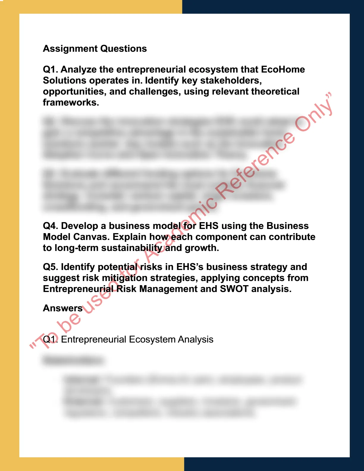 ENTR6001 – Entrepreneurship  & Innovation Management 1