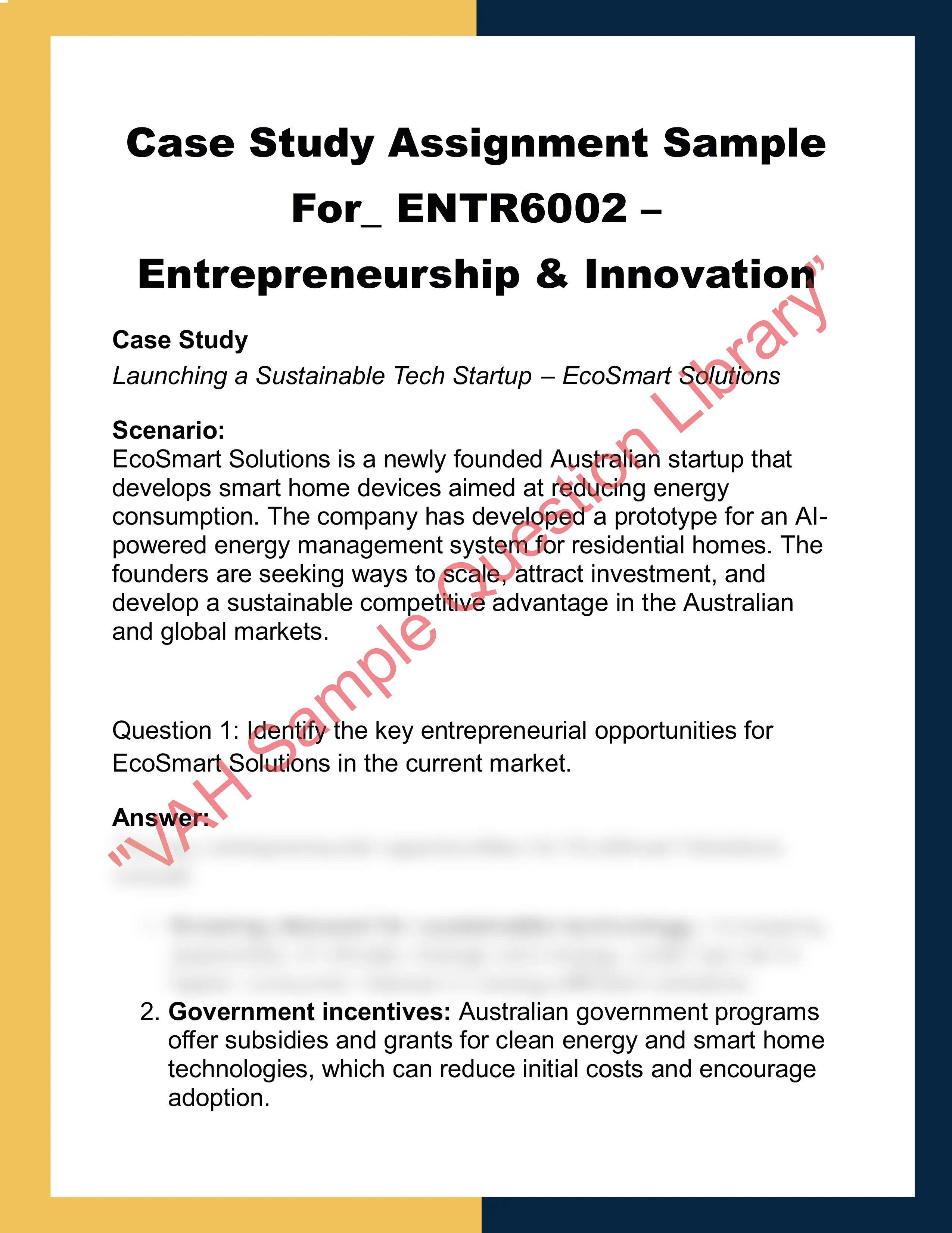 ENTR6002 –  Entrepreneurship & Innovation 0