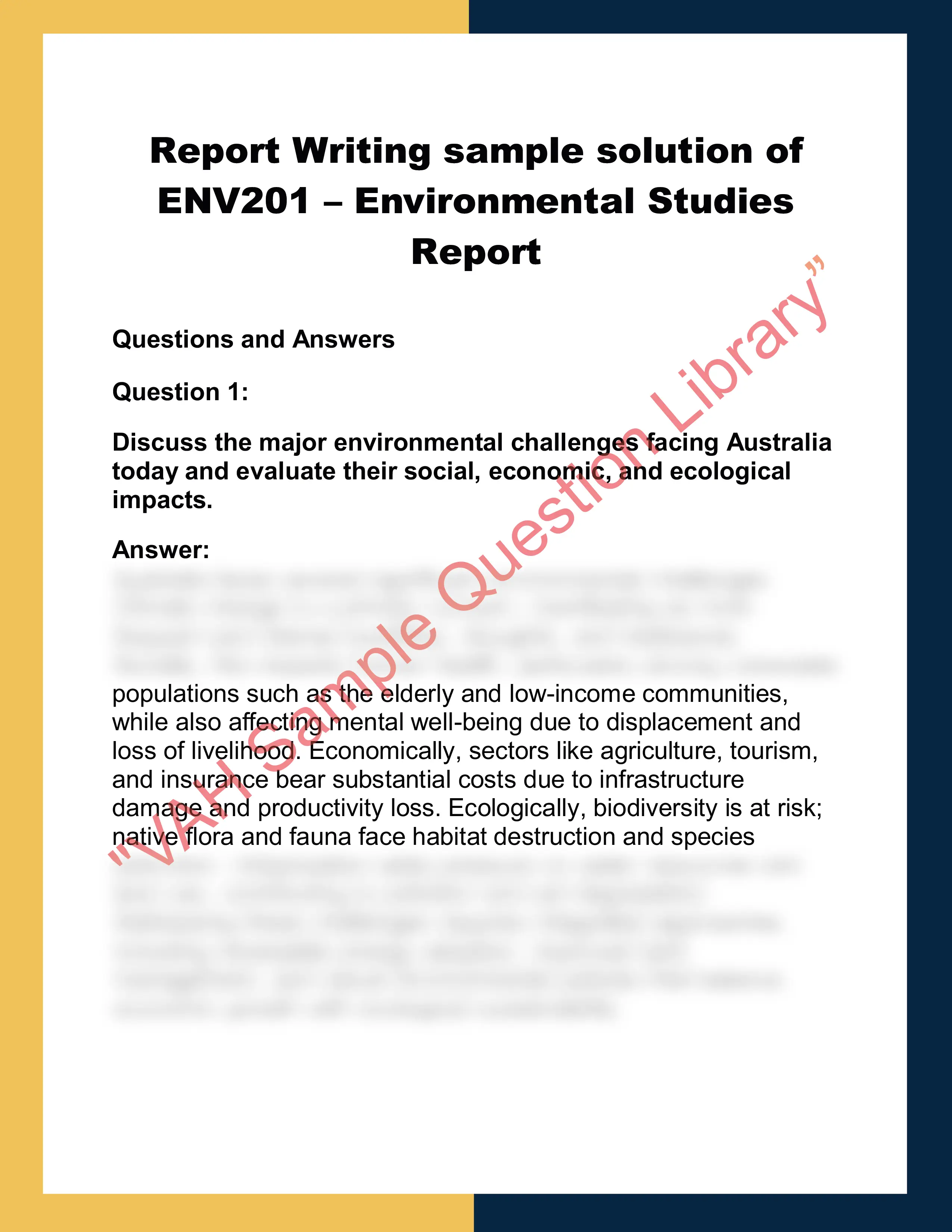 ENV201 – Environmental Studies  Report 0