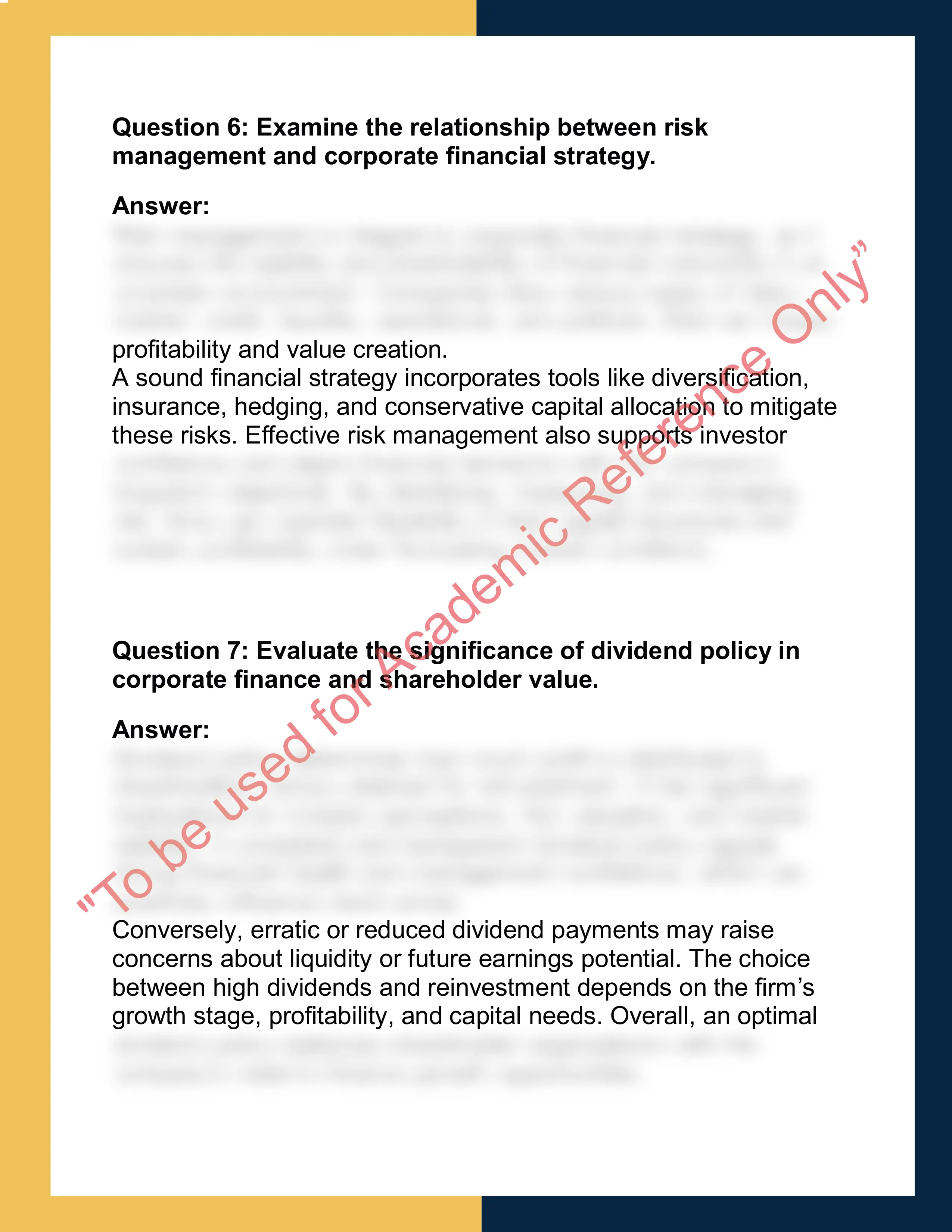 FIN201 – Corporate Finance Report 3