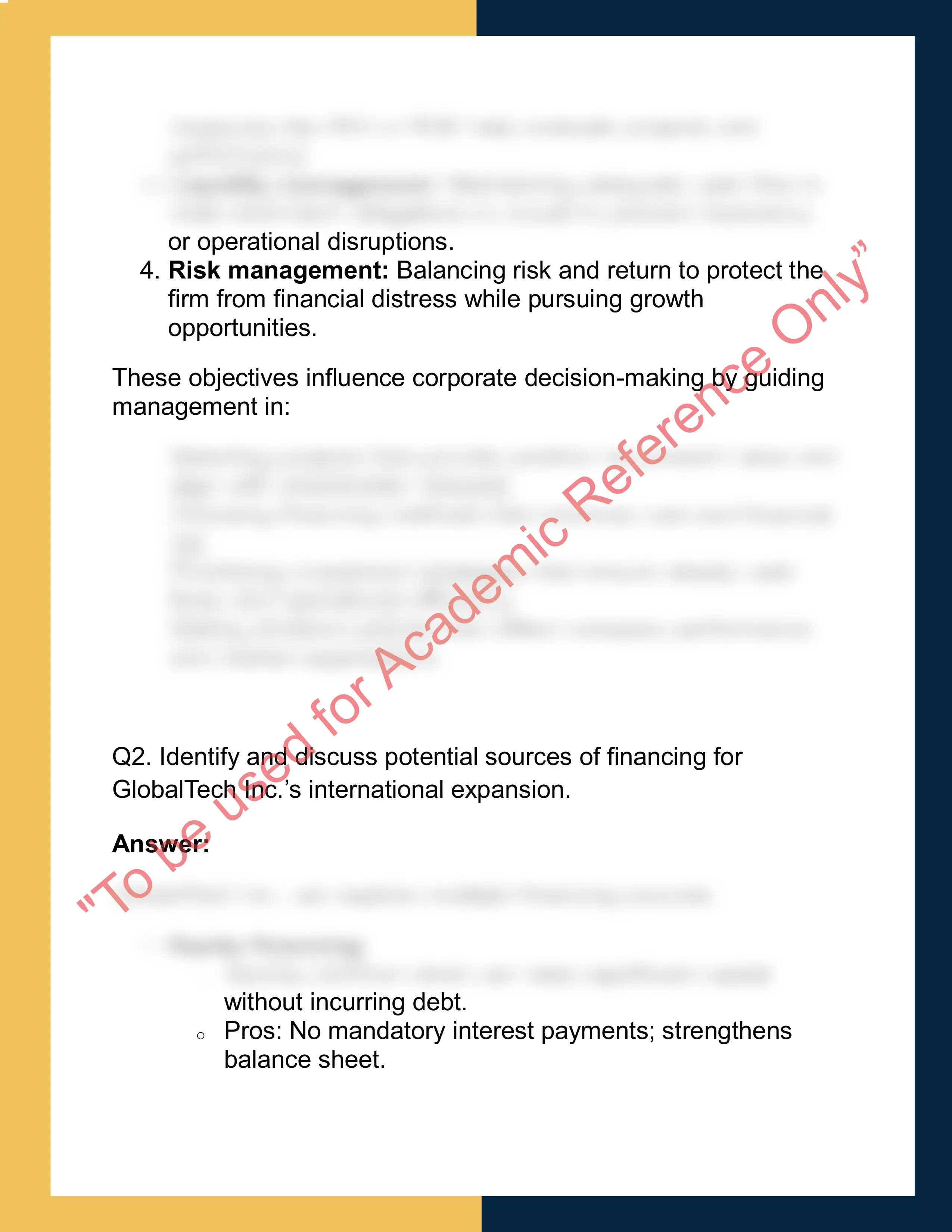 FINC602 – Financial  Management 1