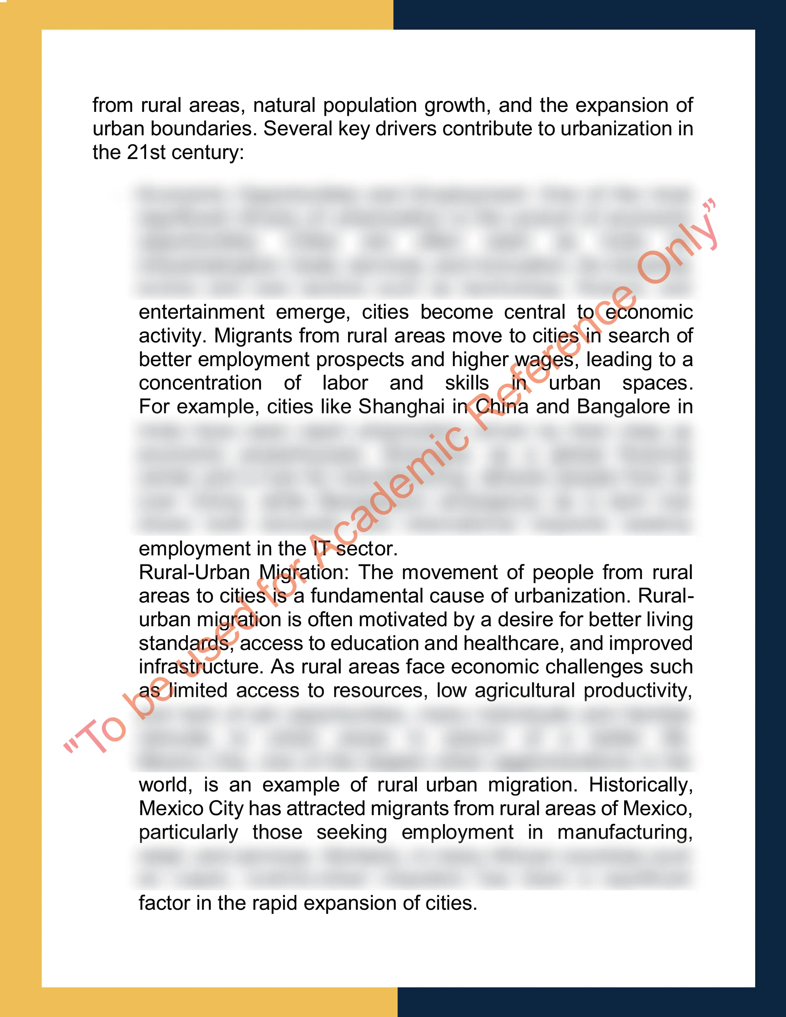 Assignment sample solution of GEOG3008 - Geographies of Urban Change 1