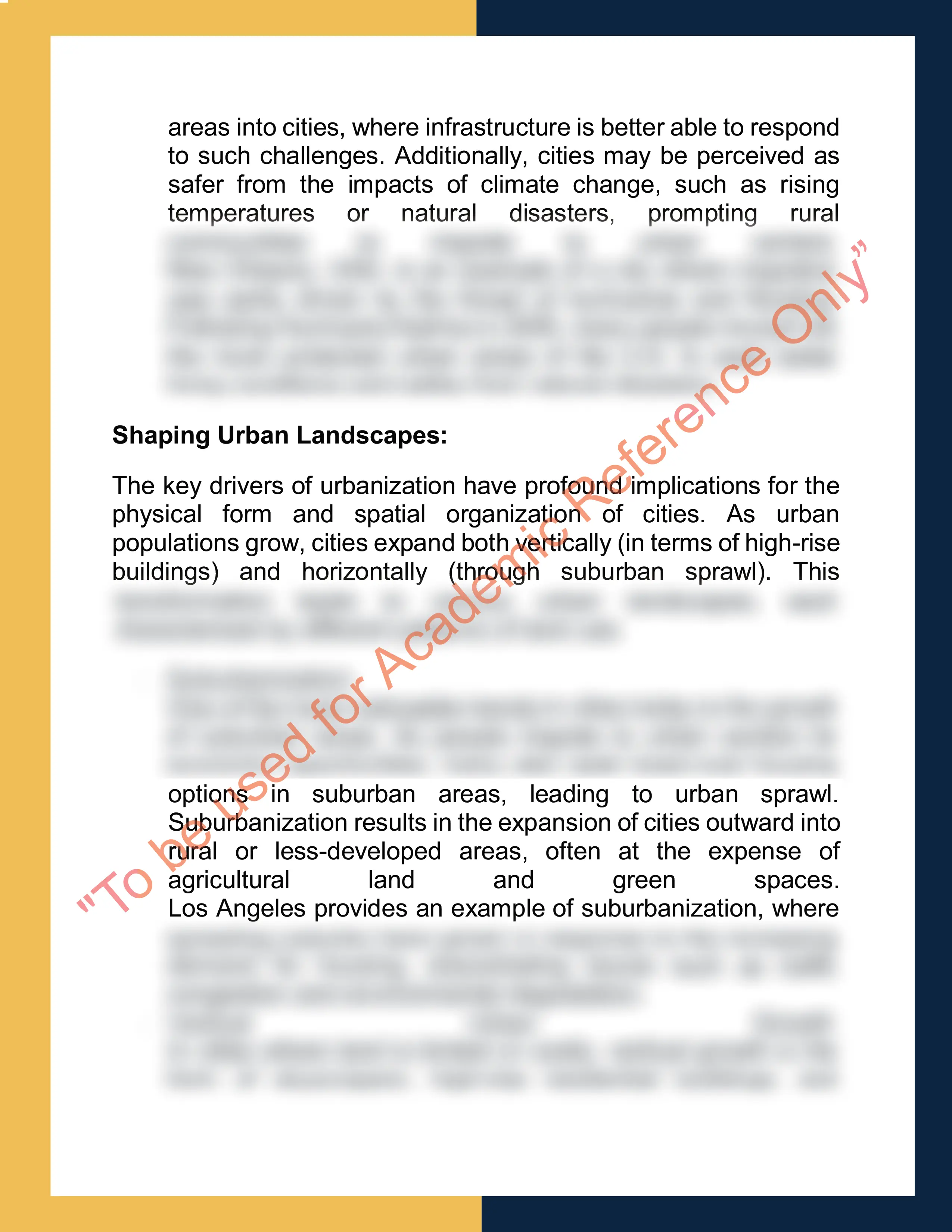 Assignment sample solution of GEOG3008 - Geographies of Urban Change 3