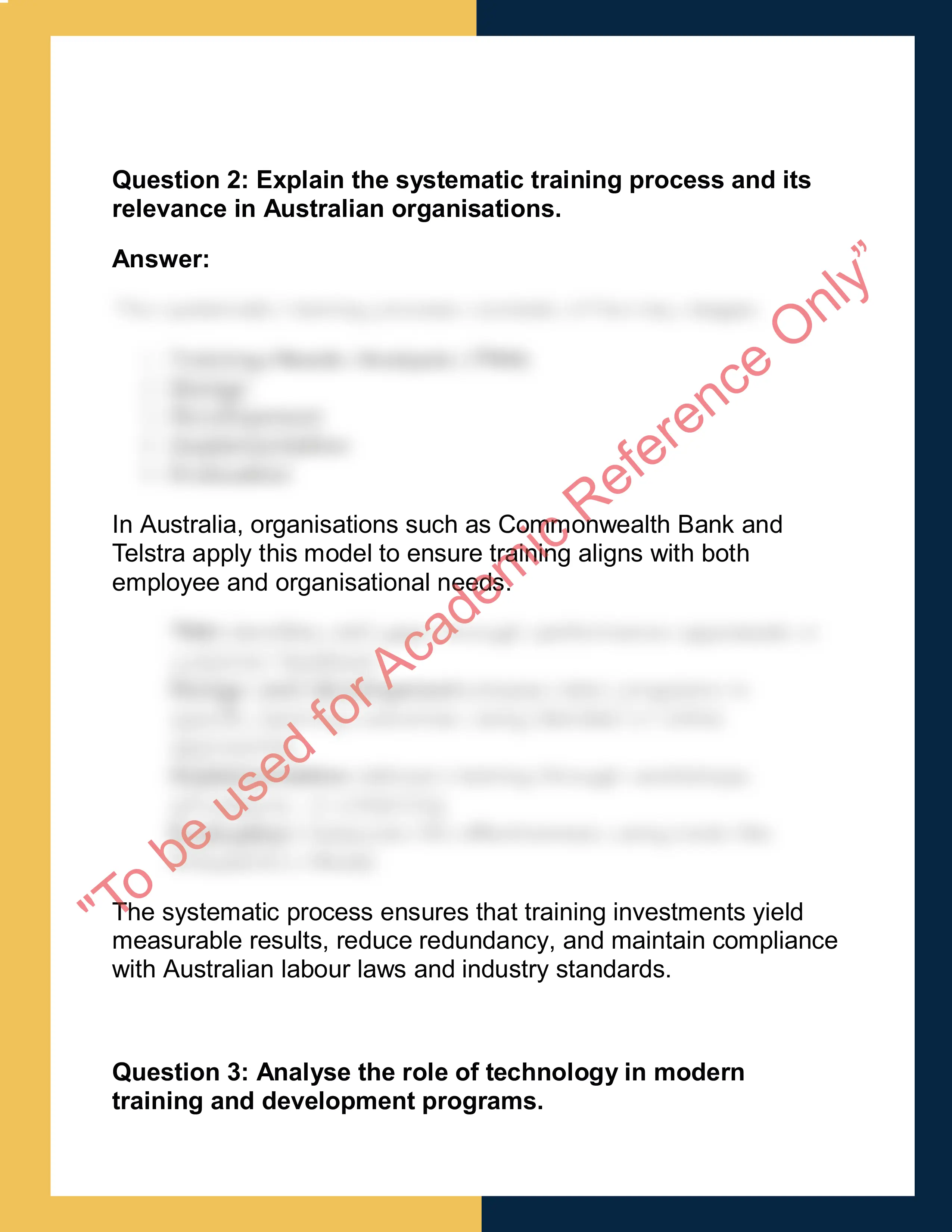 HRM201 – Training and Development  Report 1