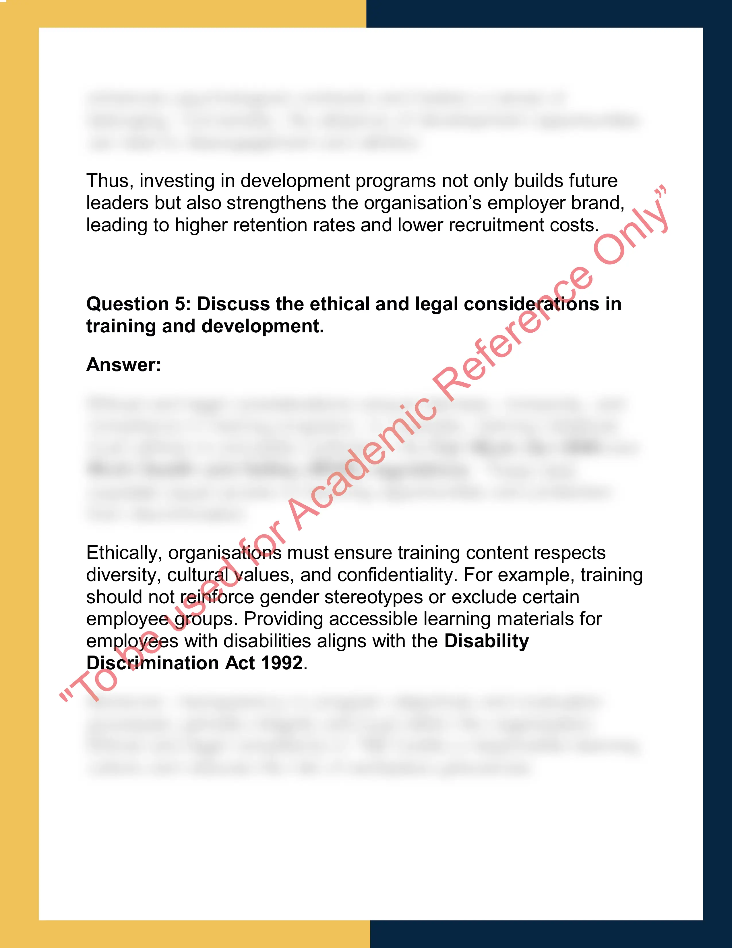 HRM201 – Training and Development  Report 3