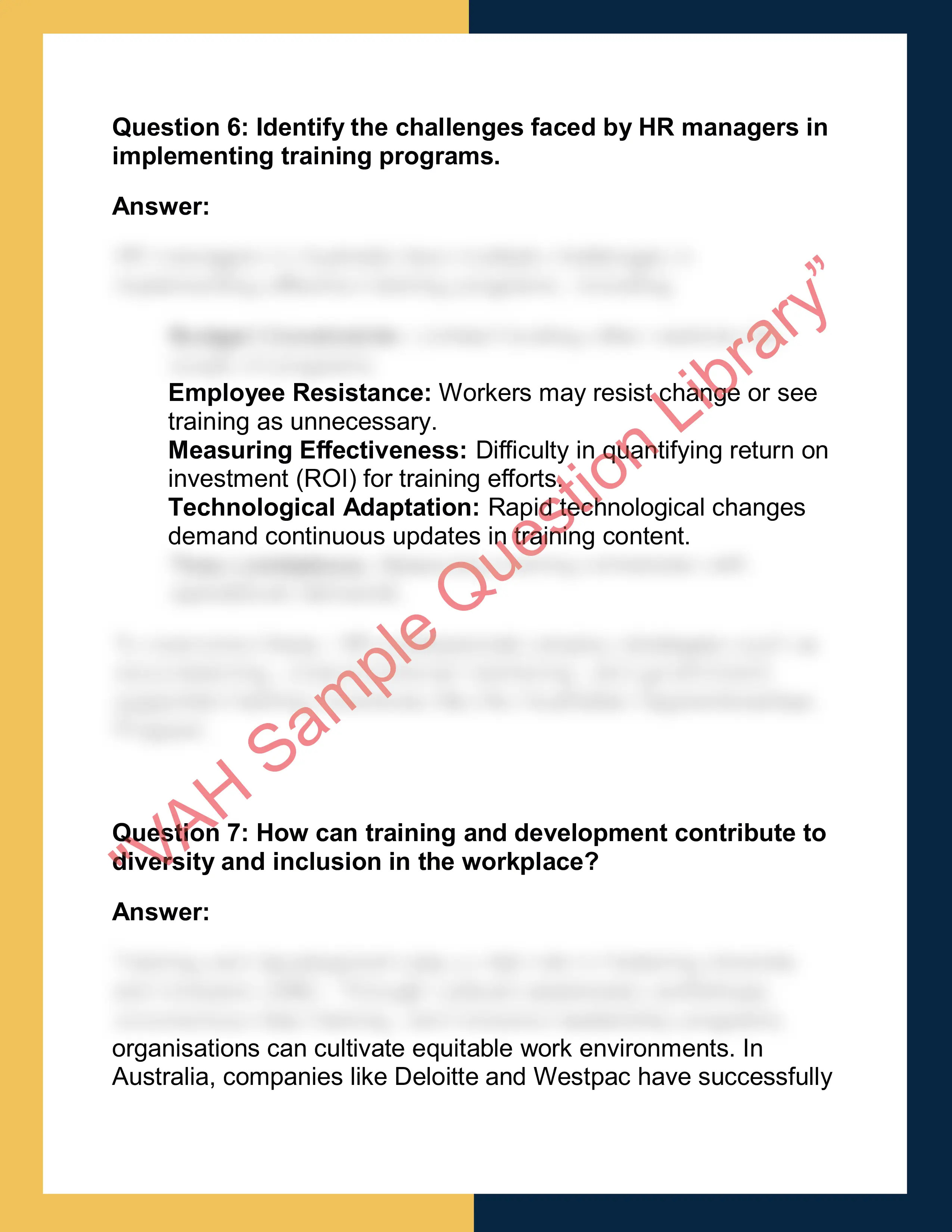 HRM201 – Training and Development  Report 4