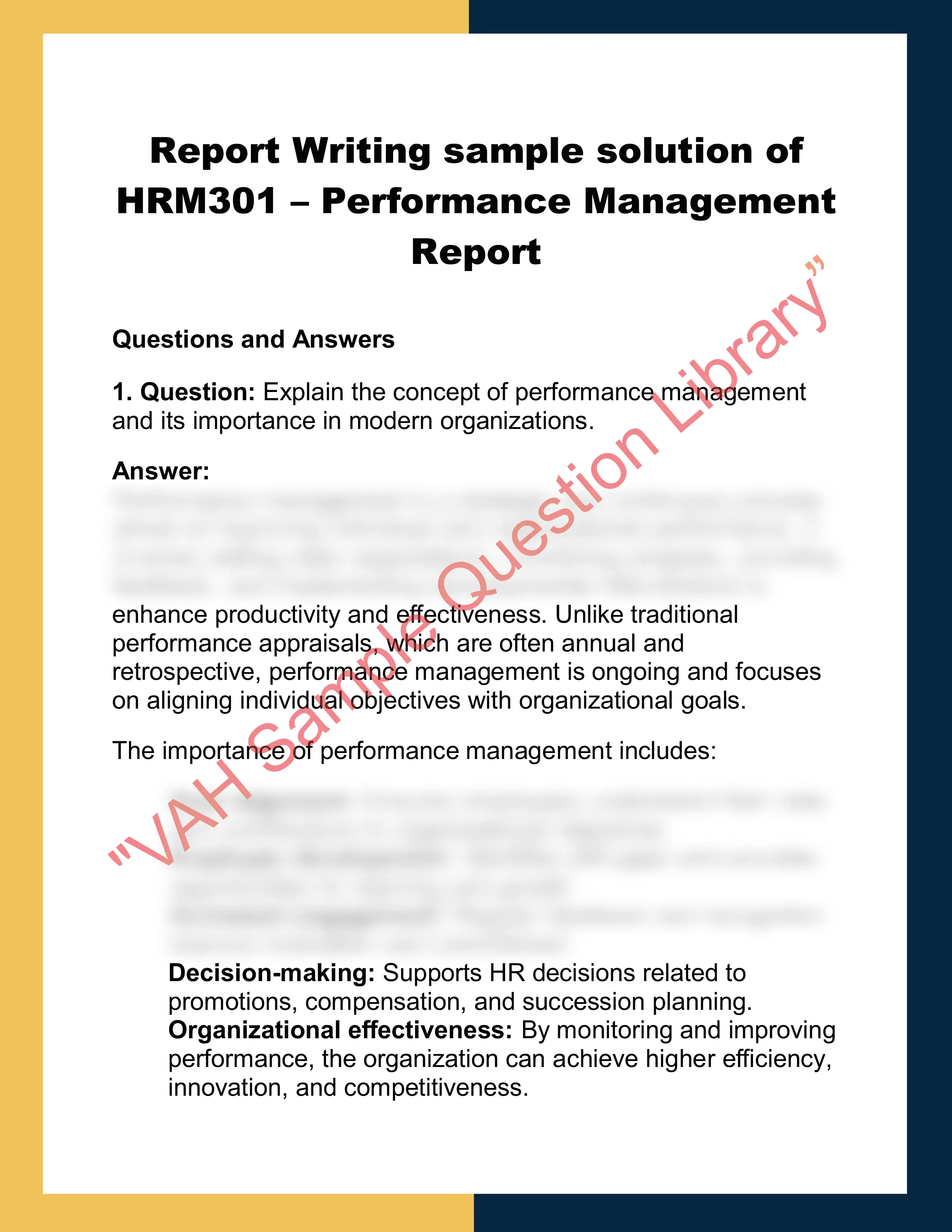 HRM301 – Performance Management  Report 0