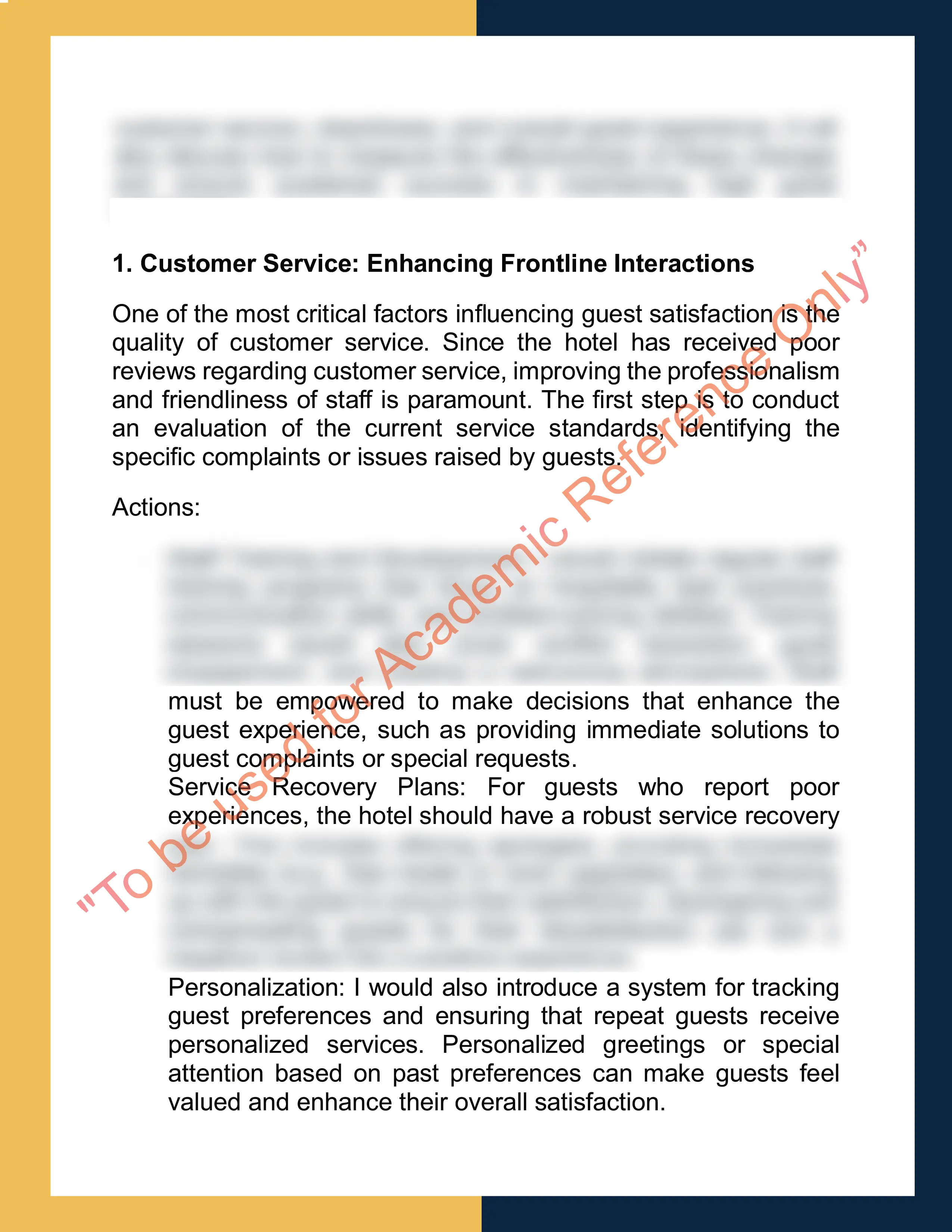 Assignment sample solution of HTL1001-Introduction to Hospitality Management 1