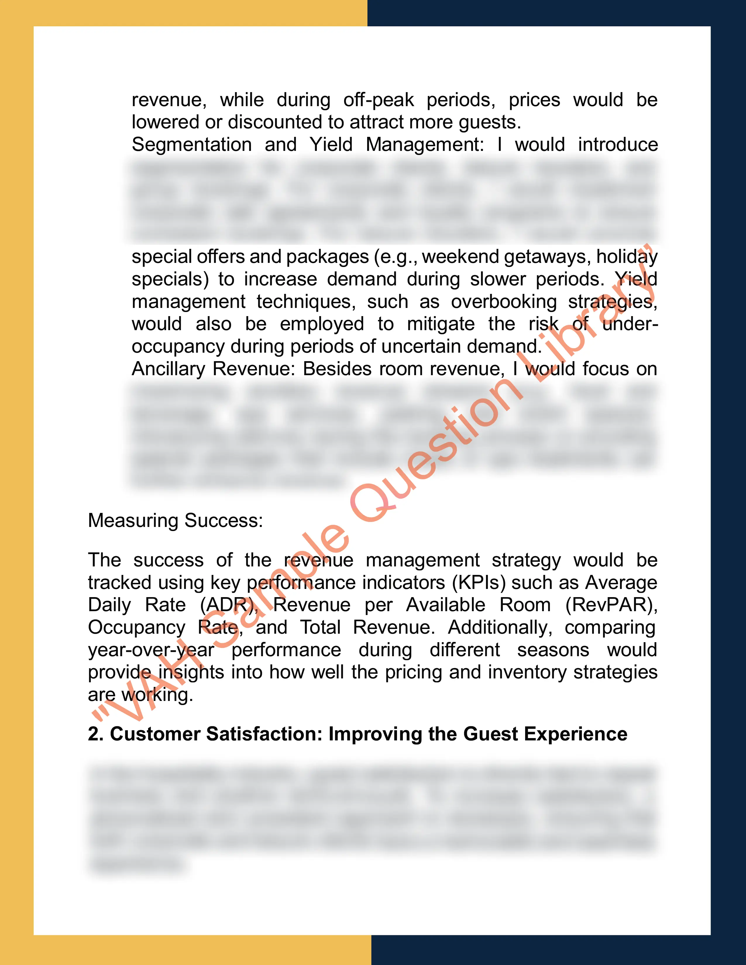 Assignment sample solution of course code HTM2003 - Hotel Management and Strategy 2