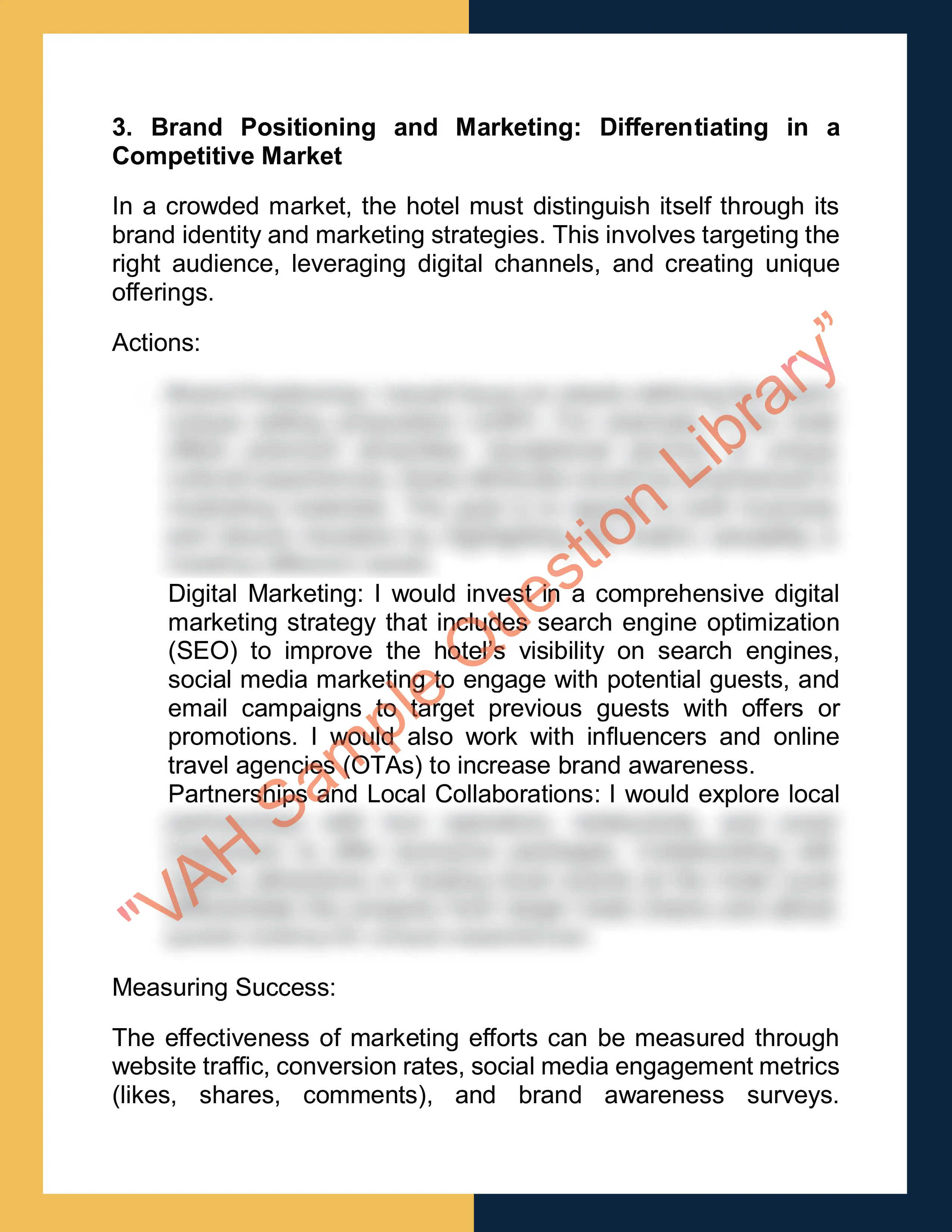 Assignment sample solution of course code HTM2003 - Hotel Management and Strategy 4