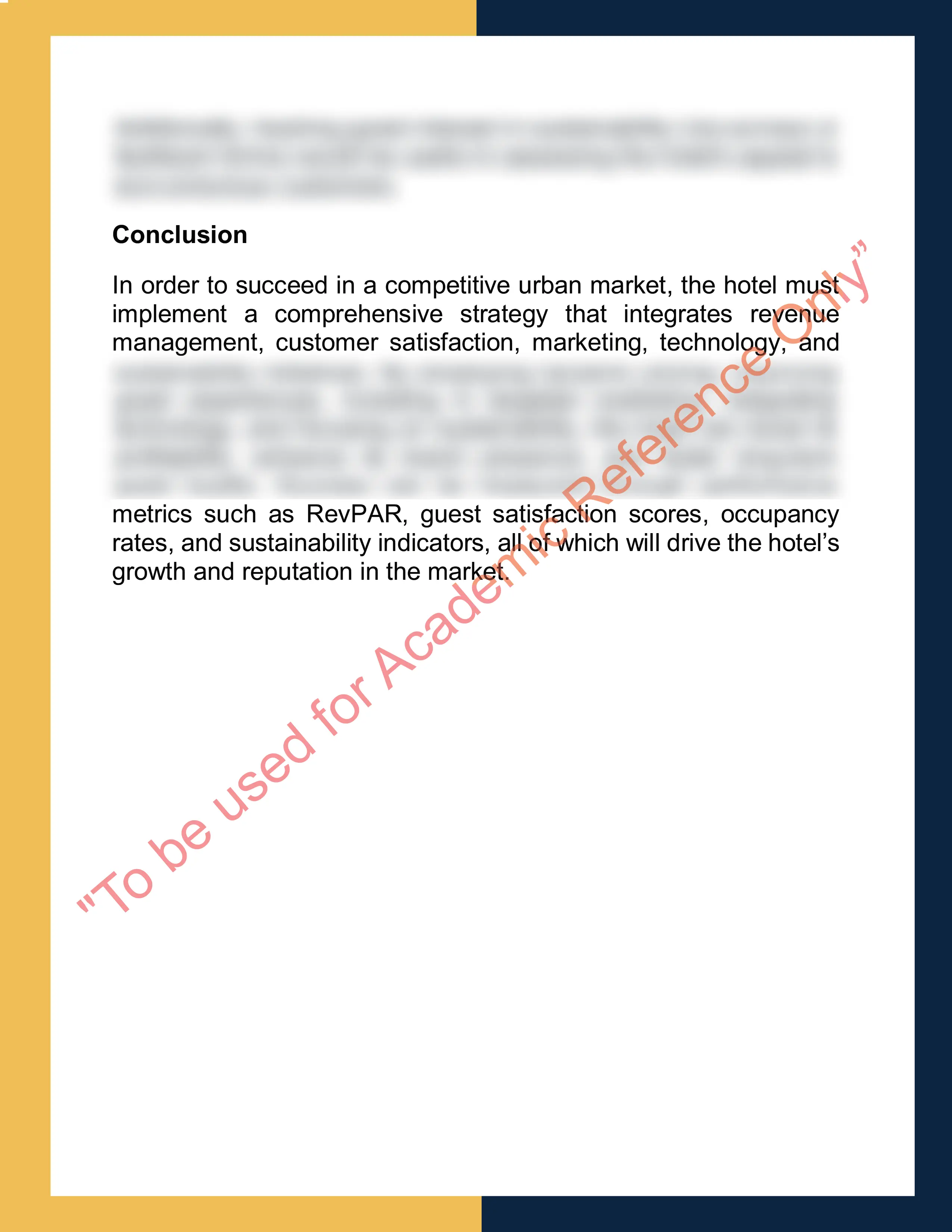 Assignment sample solution of course code HTM2003 - Hotel Management and Strategy 7