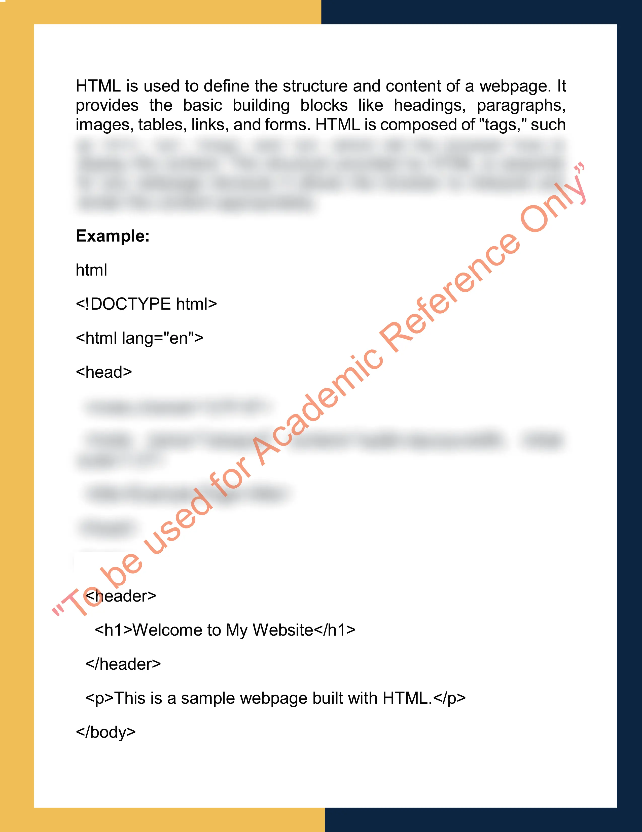 Assignment sample solution of ITC102 - Web Development and Design 1