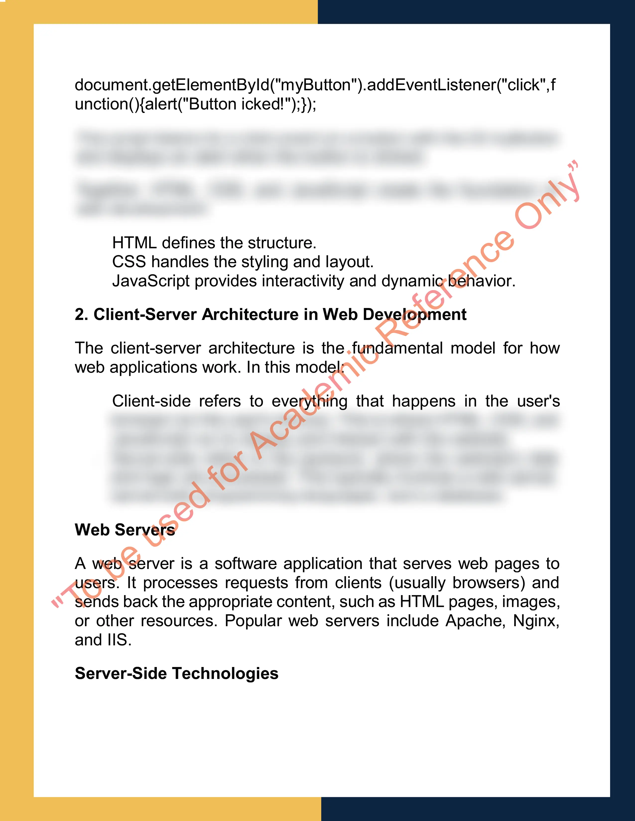Assignment sample solution of ITC102 - Web Development and Design 3