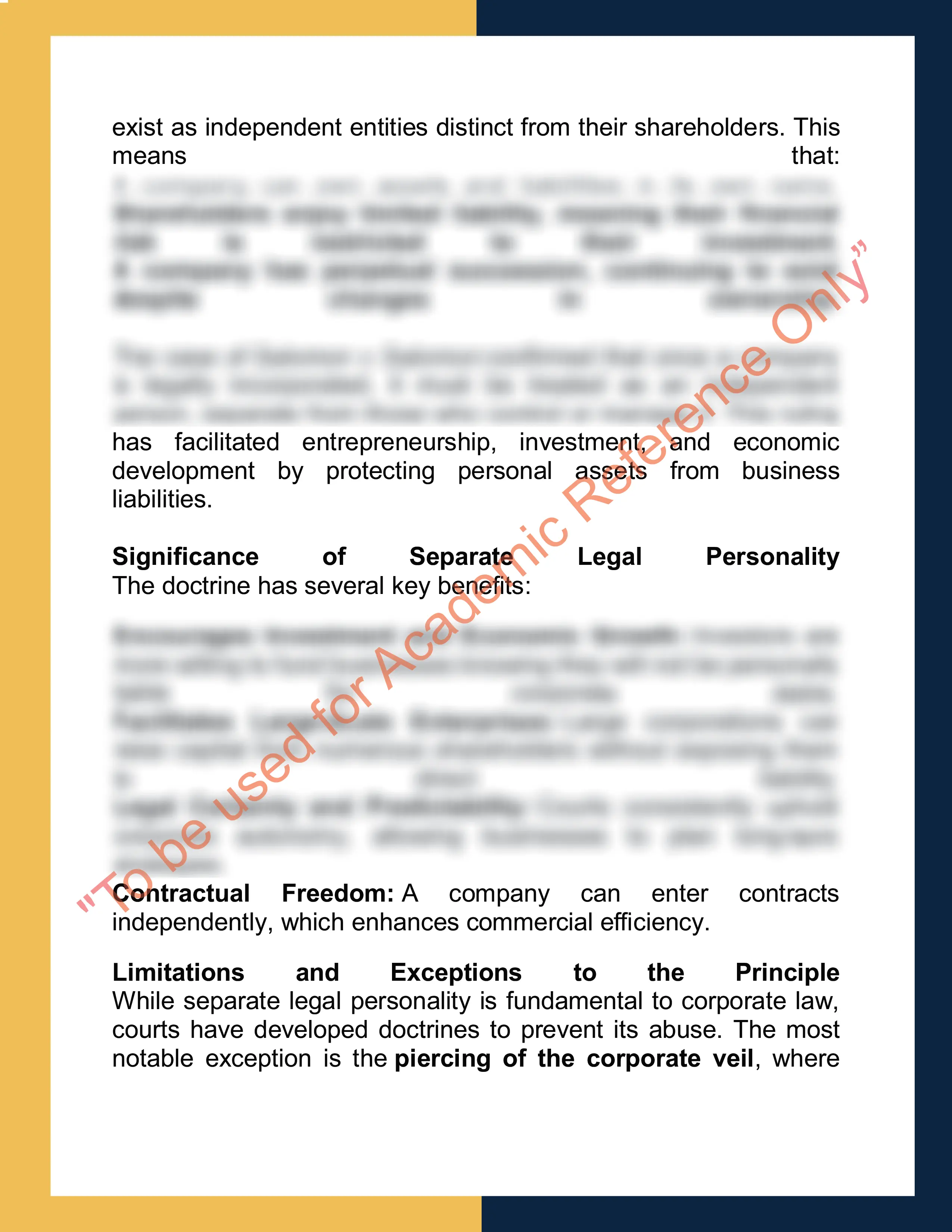 Assignment sample solution of CORPLA202 - Corporate Law 1