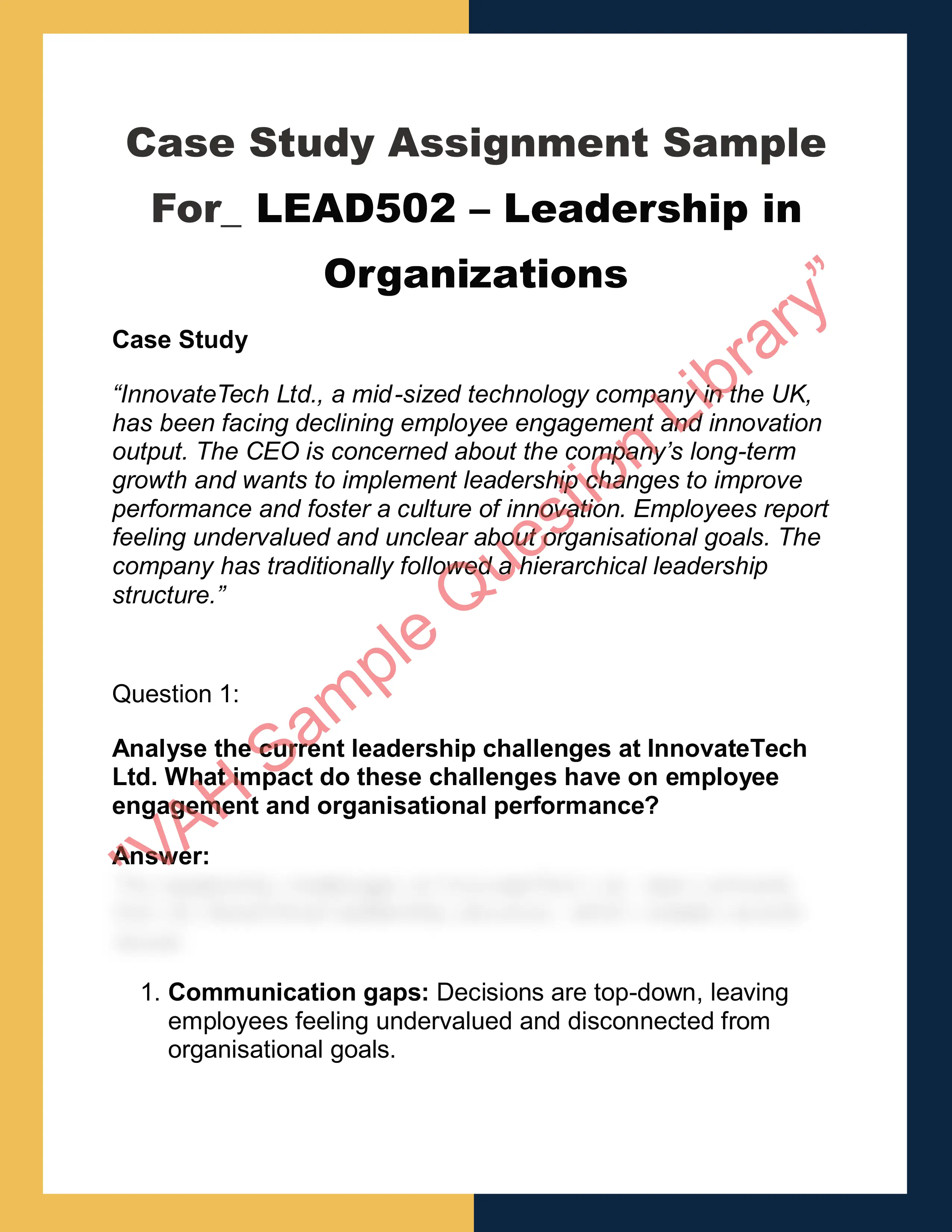 LEAD502 – Leadership in  Organizations 0