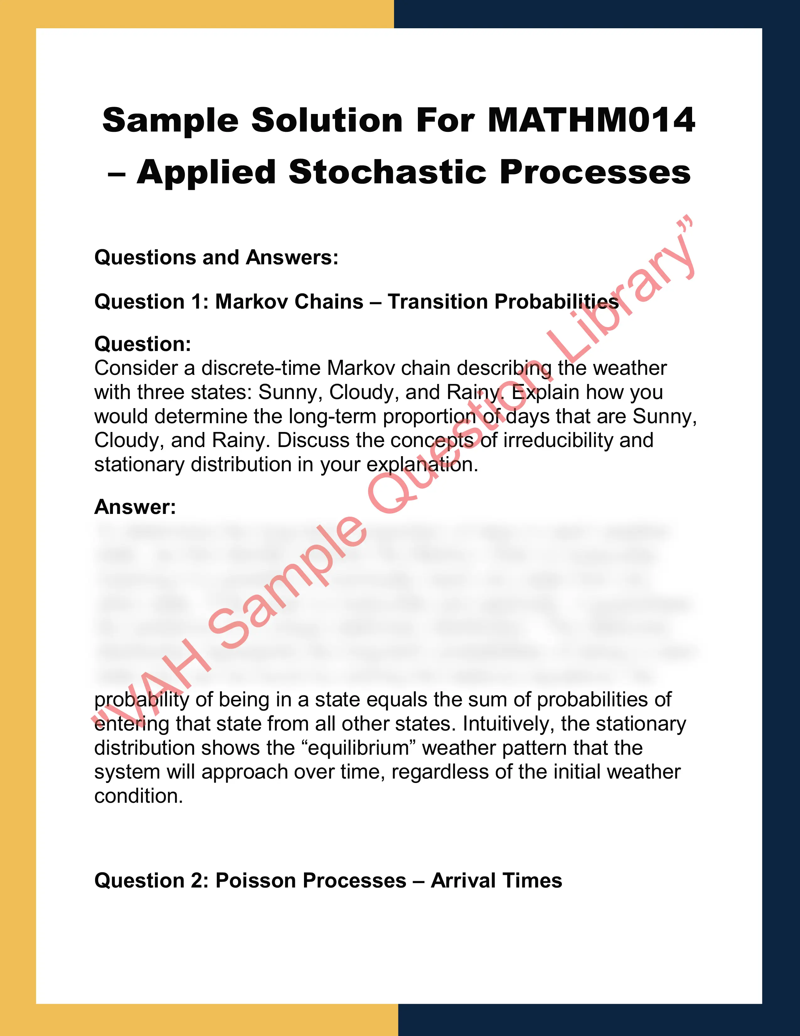 MATHM014 – Applied Stochastic Processes 0