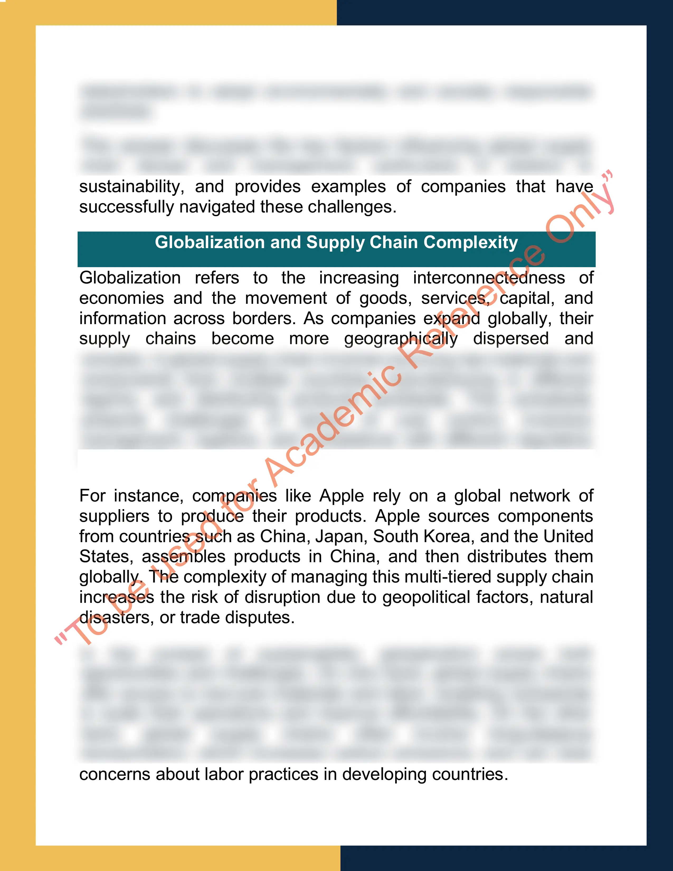 Assignment sample solution of MGMT5021 – Global Supply Chain Management 1