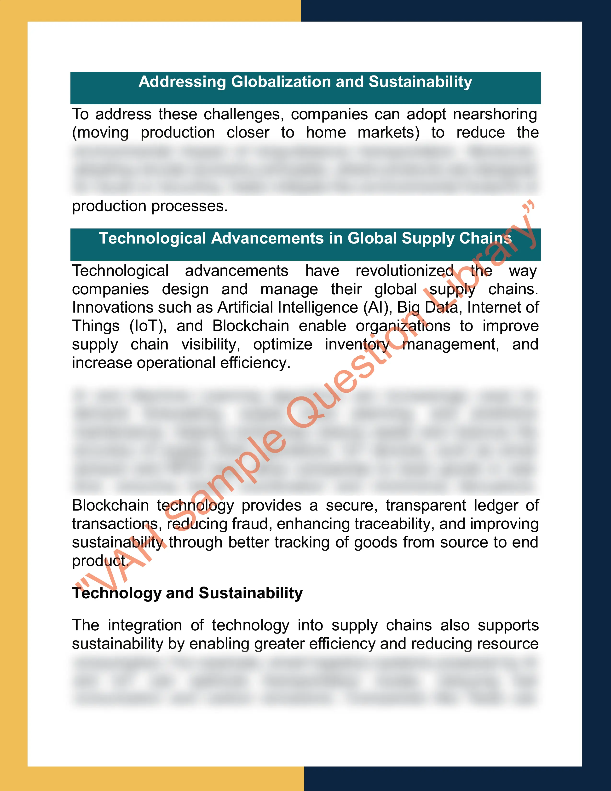 Assignment sample solution of MGMT5021 – Global Supply Chain Management 2