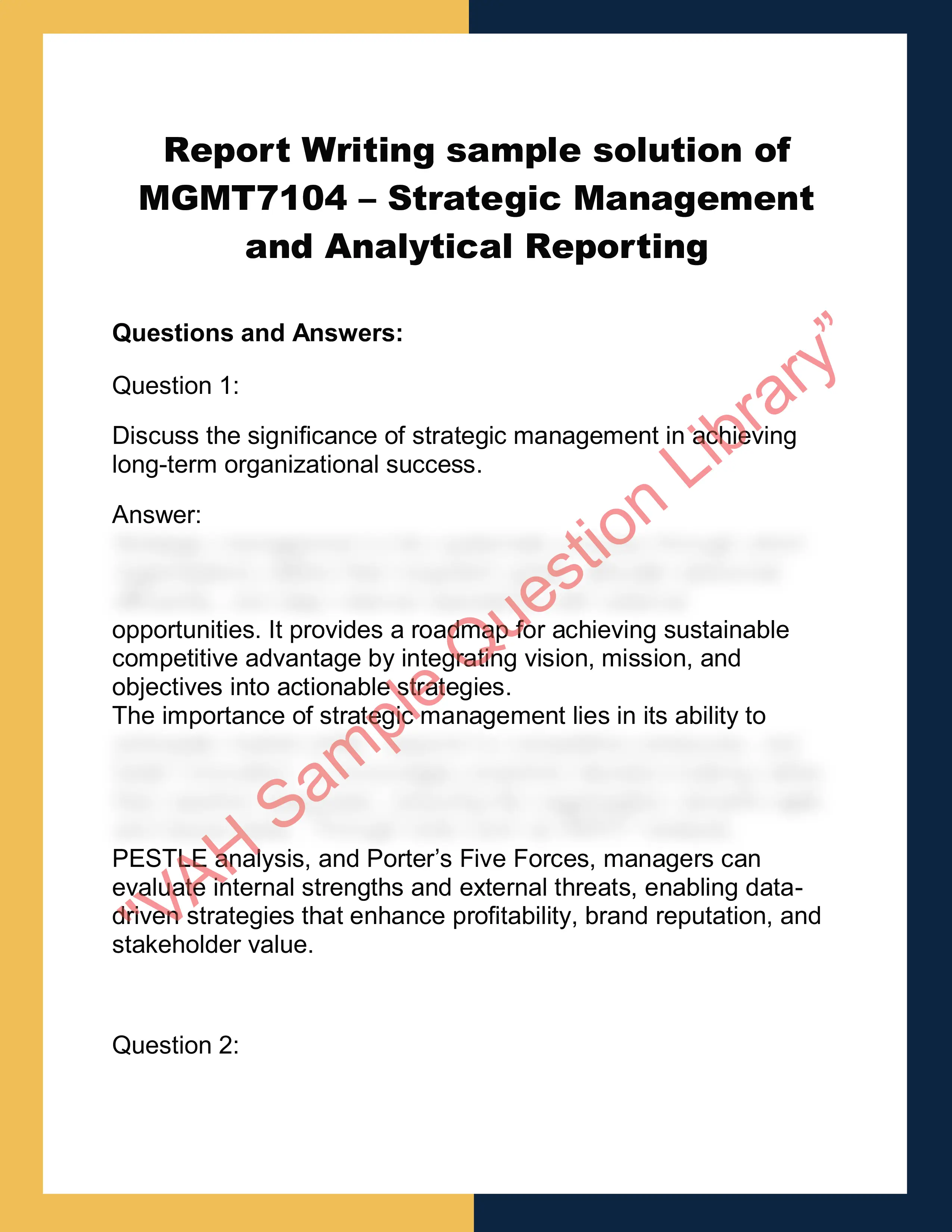 MGMT7104 – Strategic Management  and Analytical Reporting 0