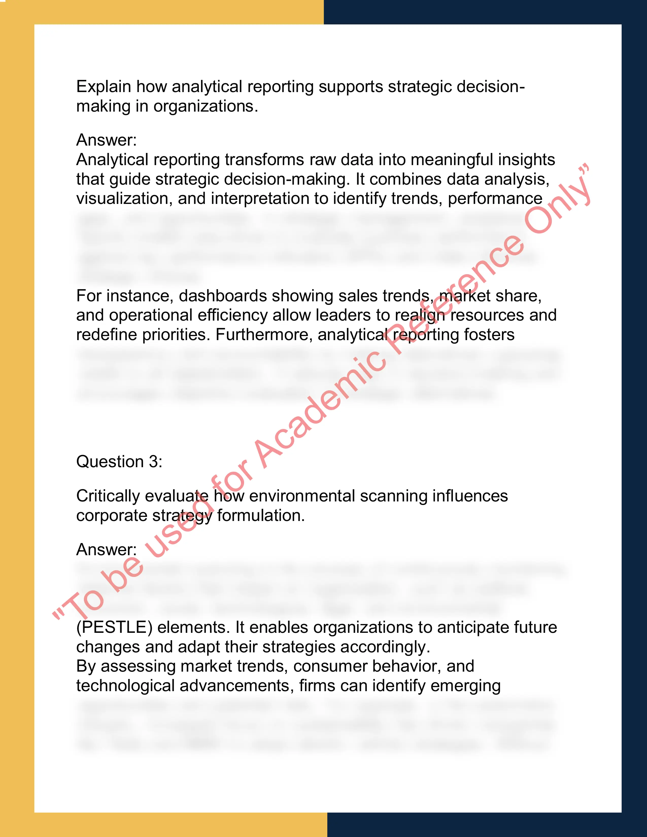 MGMT7104 – Strategic Management  and Analytical Reporting 1