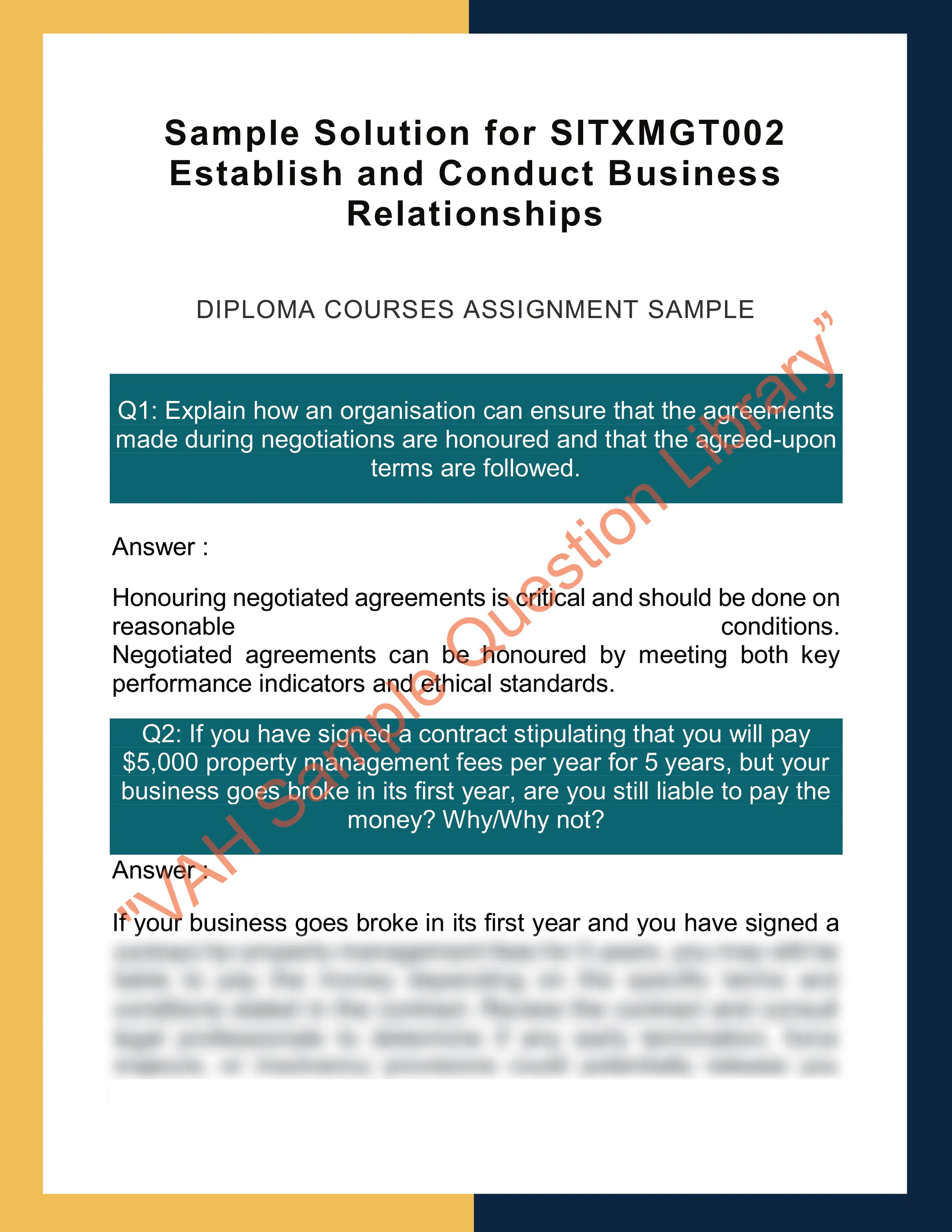 Sample Solution for SITXMGT002 Establish and Conduct Business Relationships 0