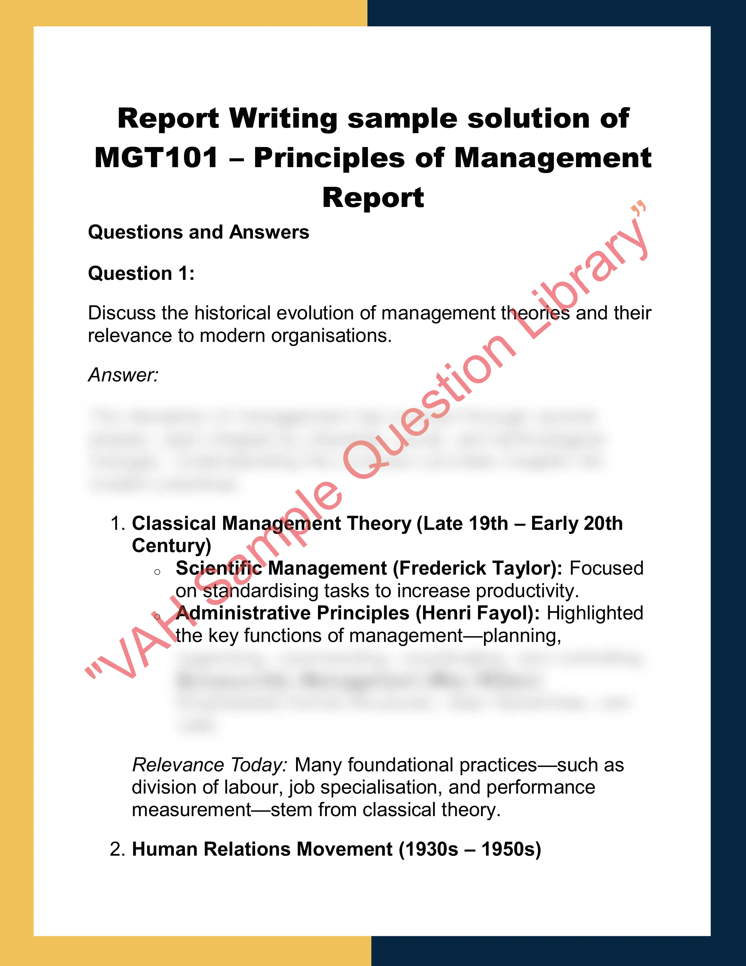 MGT101 – Principles of Management  Report 0