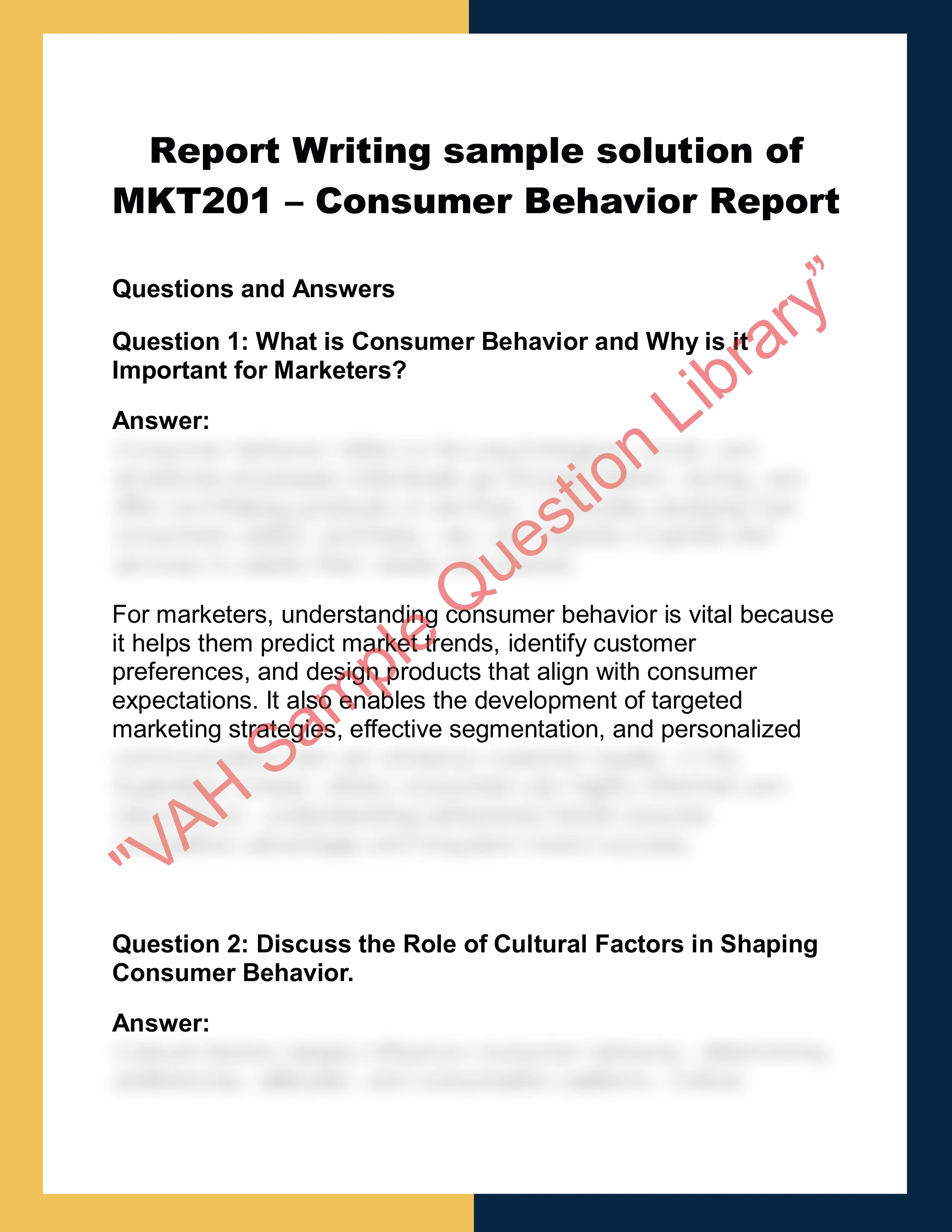 MKT201 – Consumer Behavior Report 0