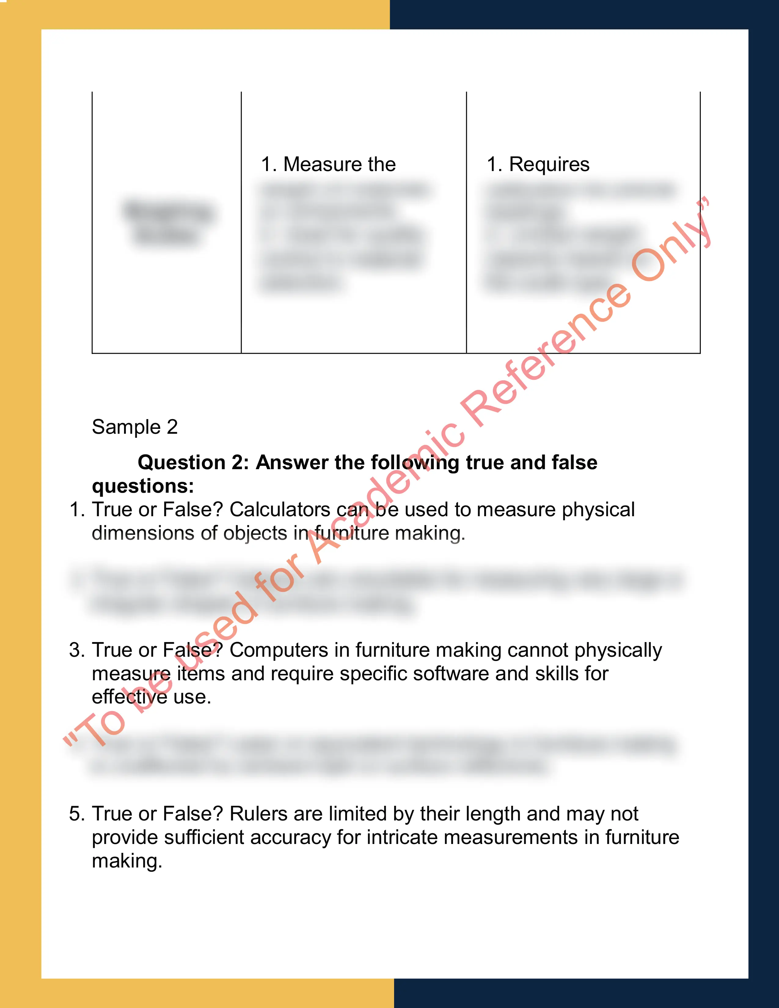 Assignment answer sample of MSFGN2001 - Make measurements and calculations 3