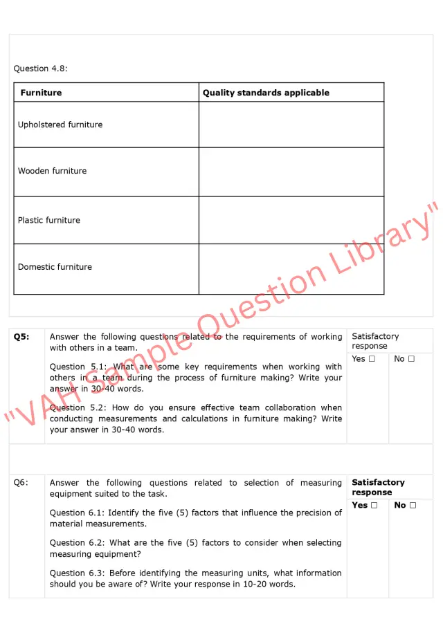 Assignment question sample of MSFGN2001 - Make measurements and calculations 6