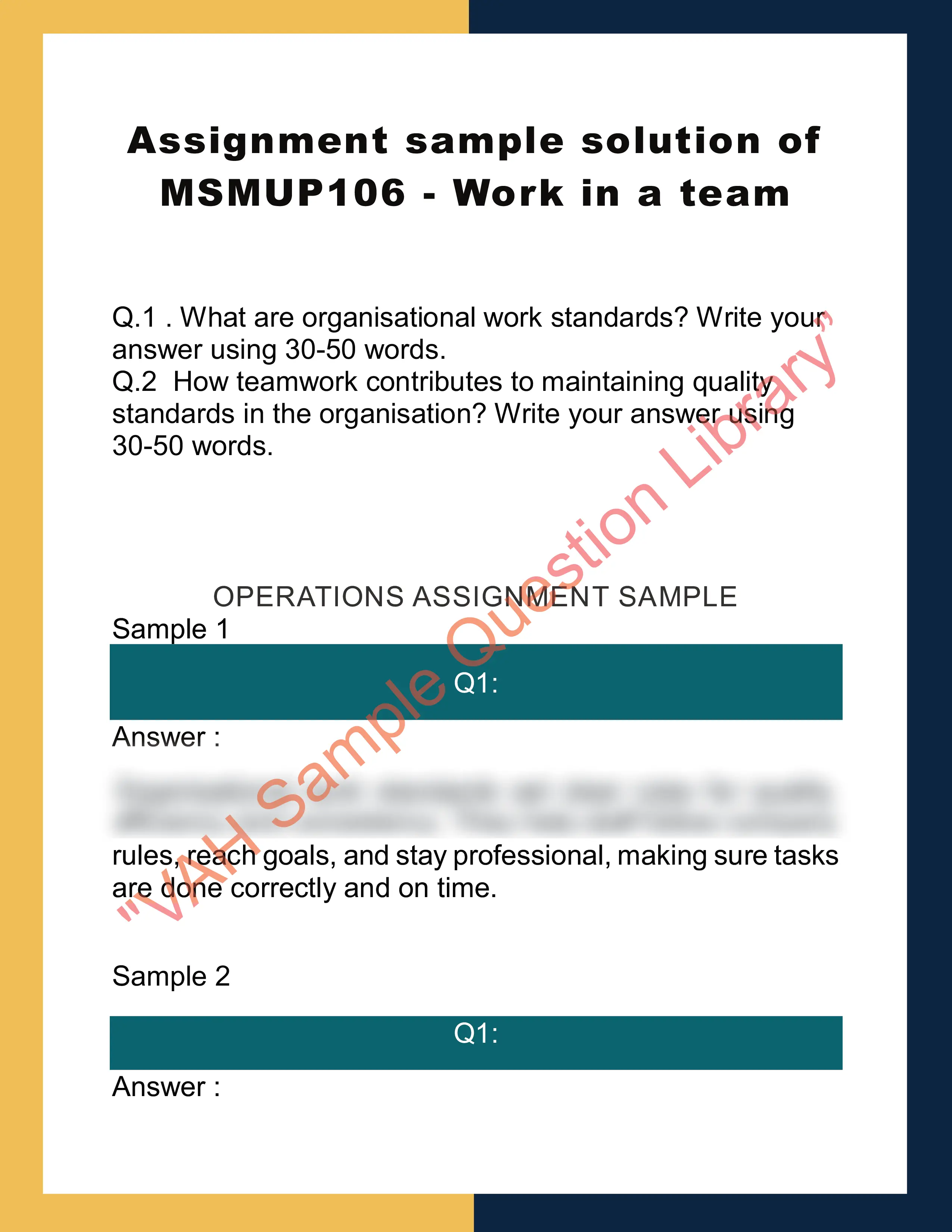 Assignment sample solution of MSMUP106 - Work in a team 0