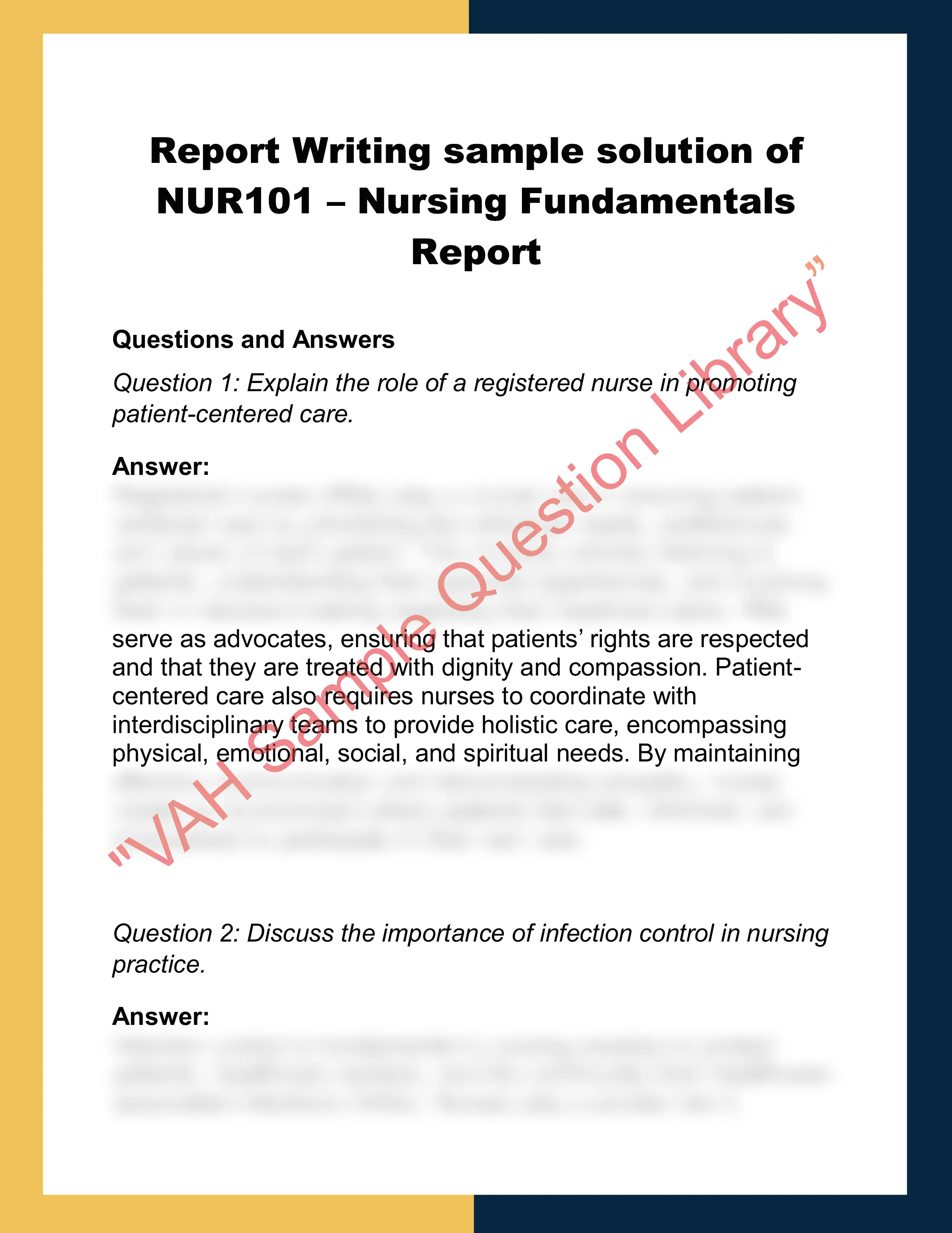 NUR101 – Nursing Fundamentals  Report 0