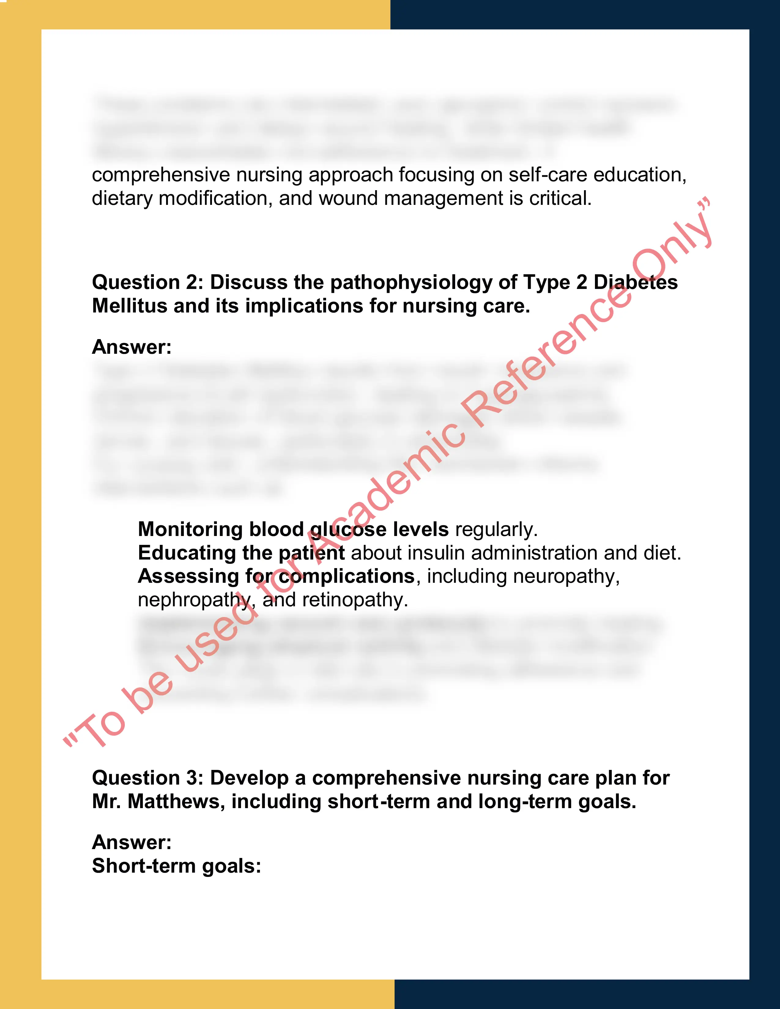 NUR201 – Nursing Case Study Report 1