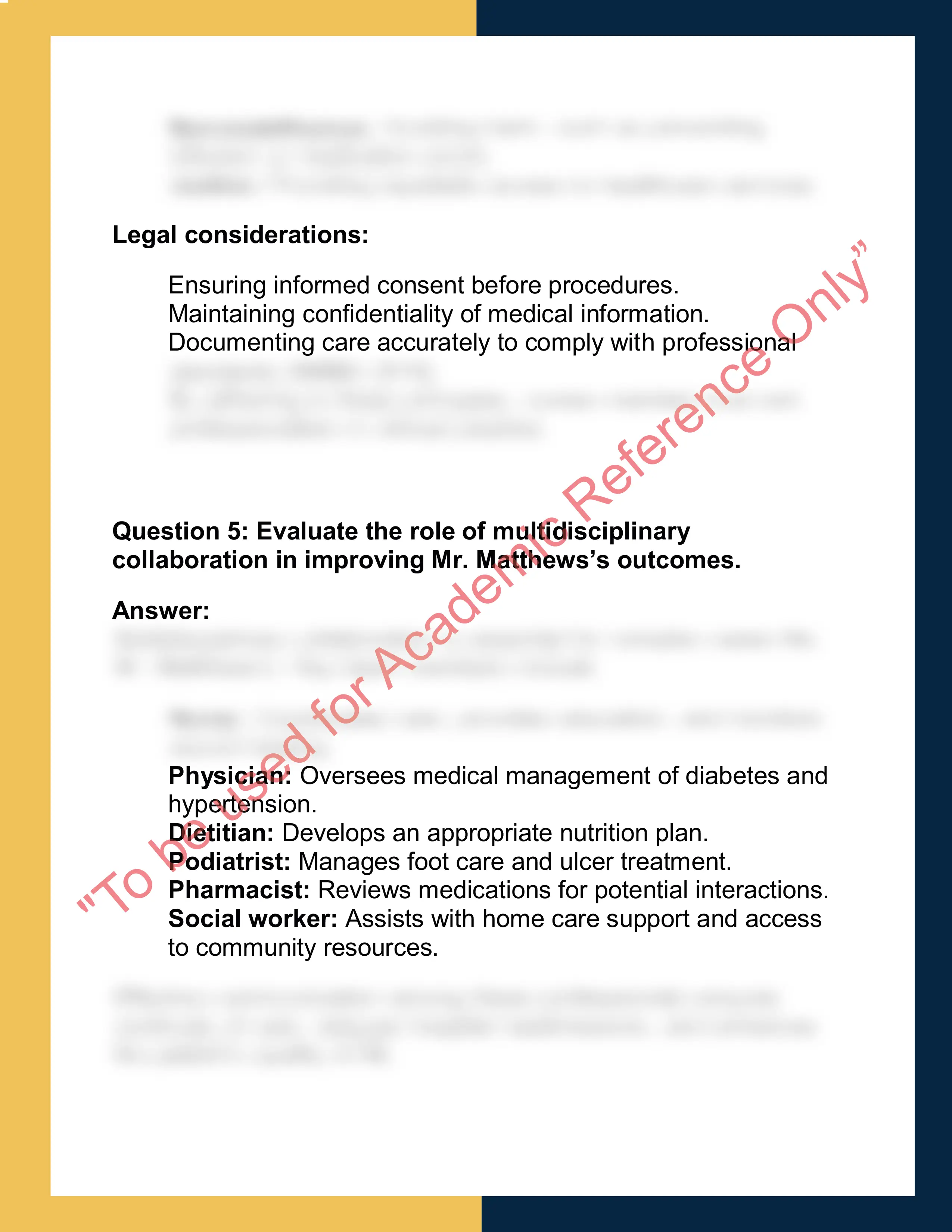 NUR201 – Nursing Case Study Report 3
