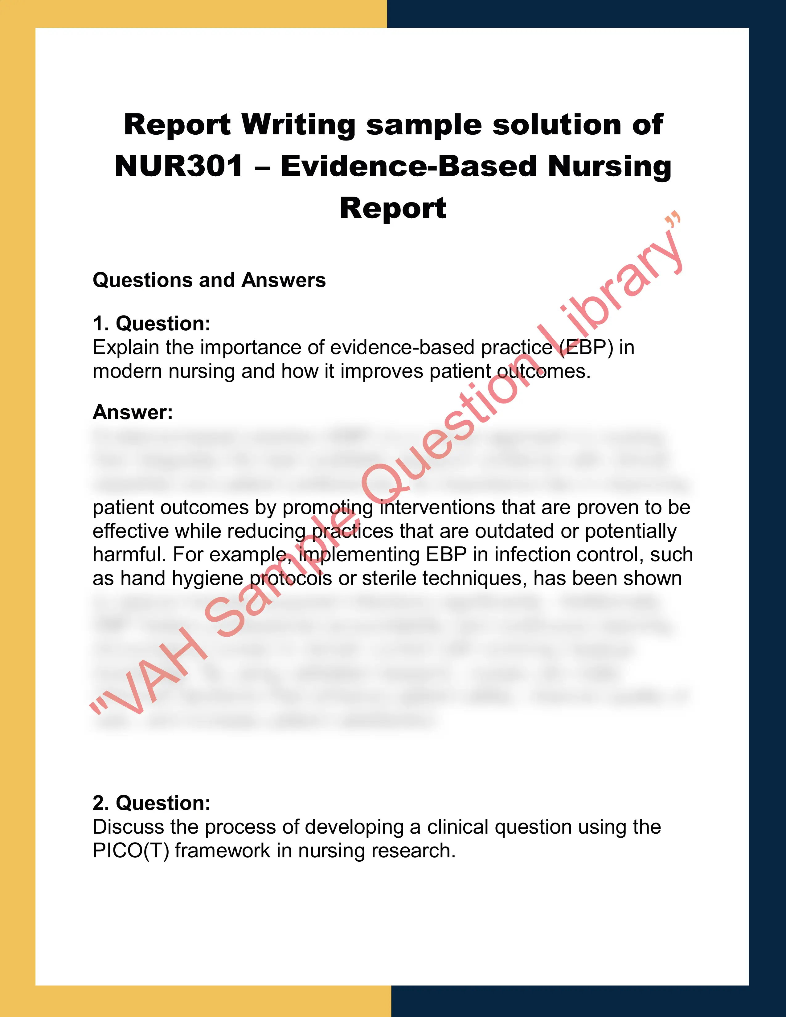 NUR301 – Evidence-Based Nursing  Report 0