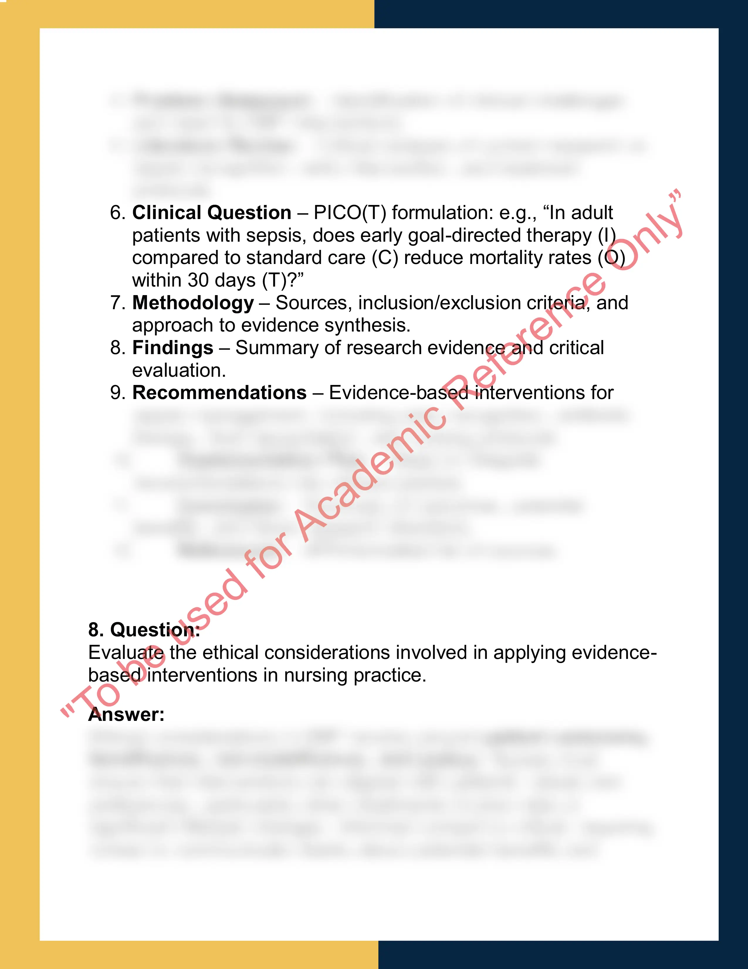 NUR301 – Evidence-Based Nursing  Report 5
